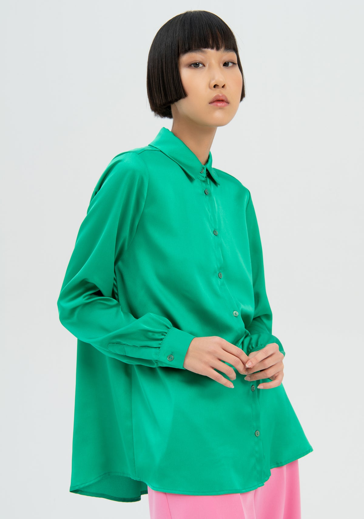 Shirt over fit made in satin-FRACOMINA