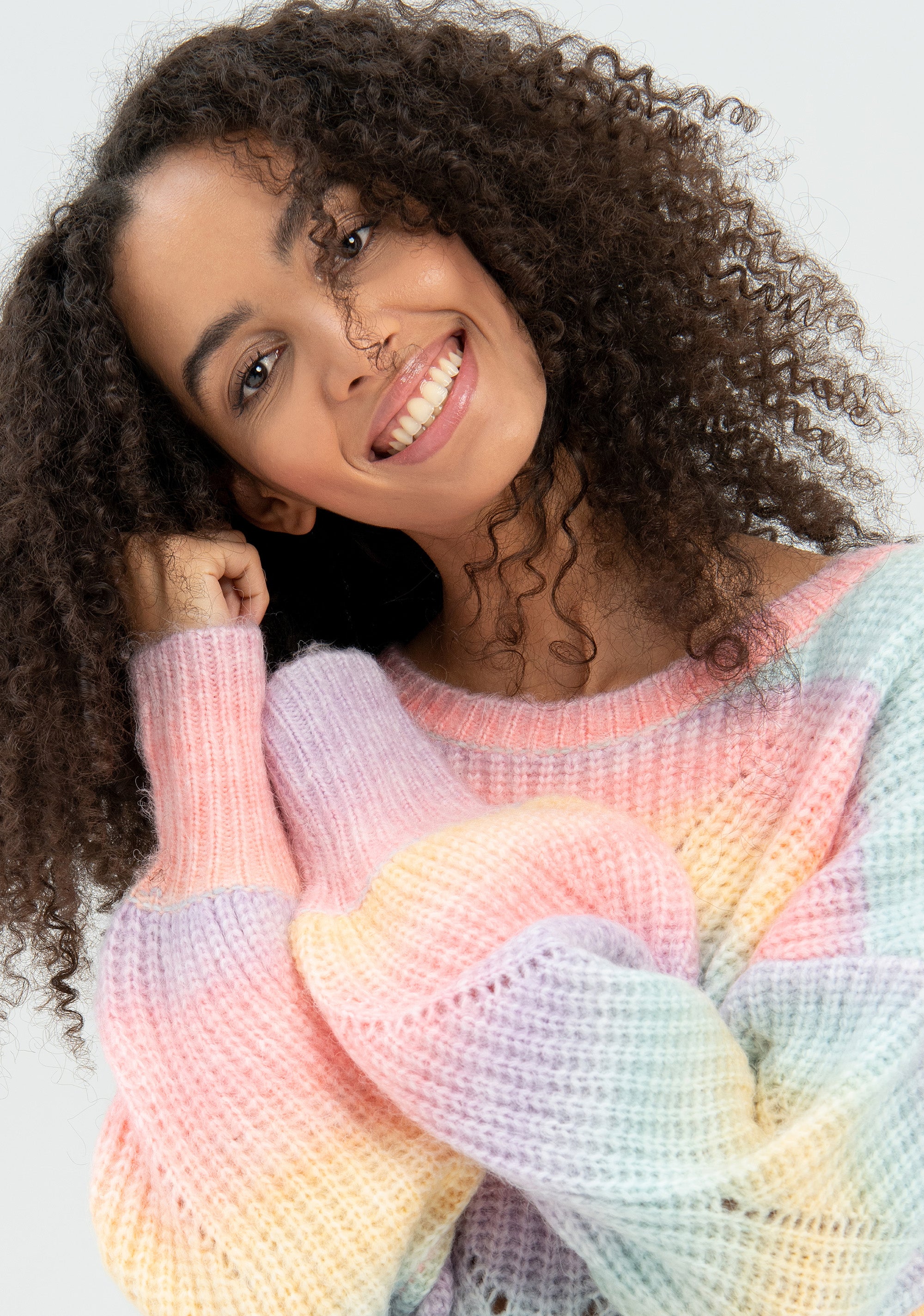 Knitwear over fit with multi color plaits Fracomina FR22WT7016K45801-210-2