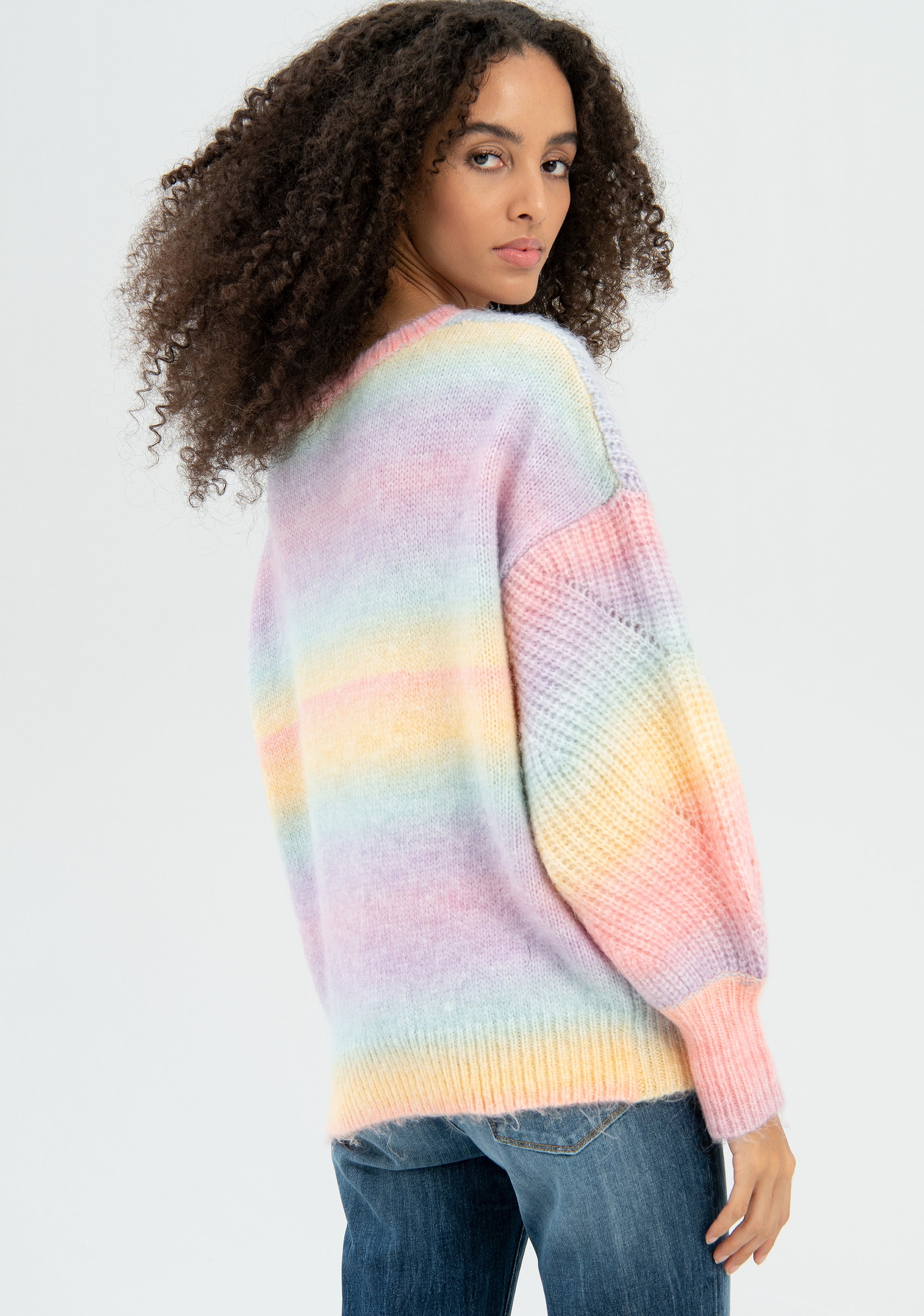 Knitwear over fit with multi color plaits Fracomina FR22WT7016K45801-210-4
