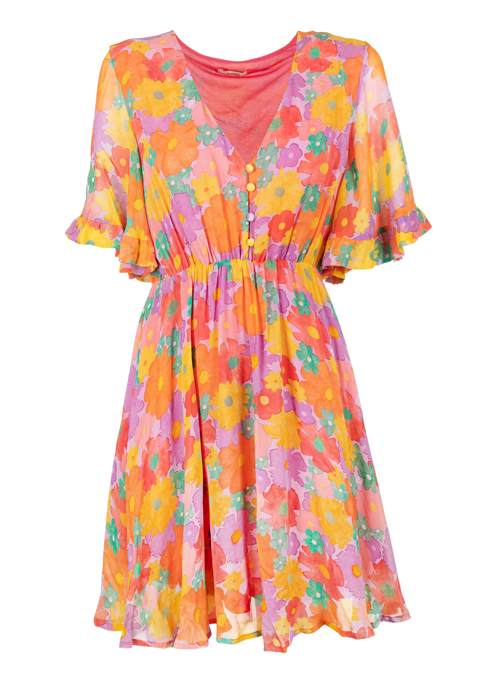 Mini dress regular fit with flowery pattern Fracomina FR23SD1028W452R8-L47-1_6f69f914-653c-4ef4-ba91-873f8972b99a