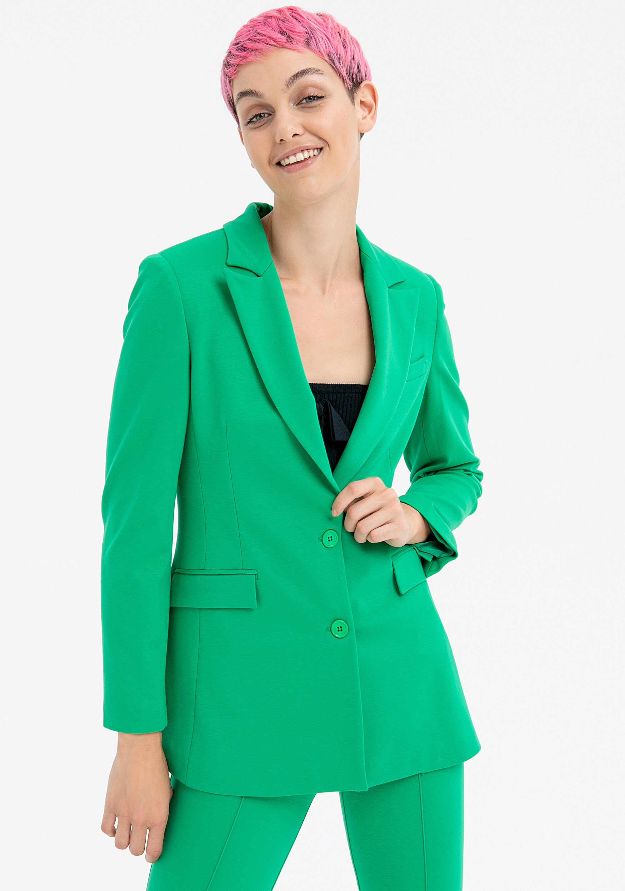 Long blazer jacket slim fit single breasted made in technical fabric Fracomina FR23SJ2003W49701-152-1