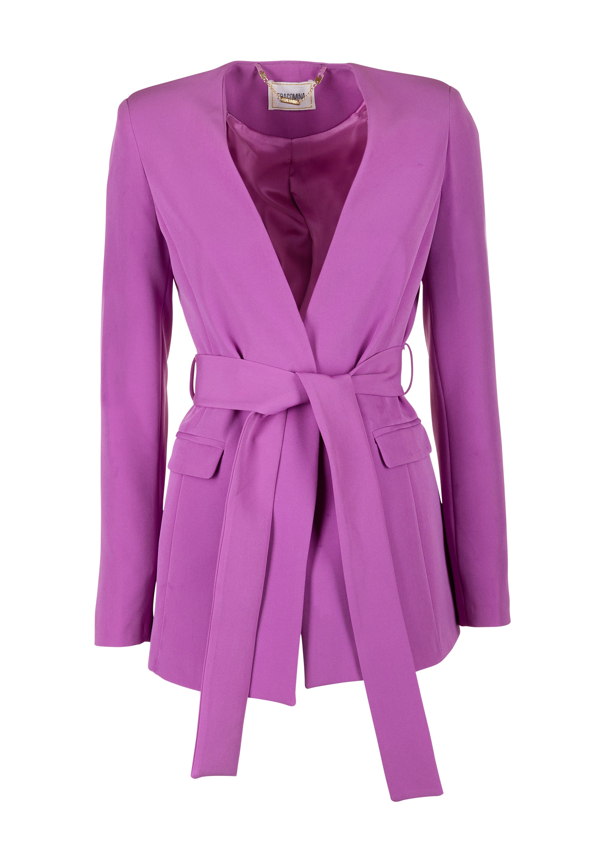 Long blazer jacket made in technical fabric Fracomina FR23SJ2011W42901-233-1_b8bc4d5d-f804-4932-bab1-1576ce0fe488