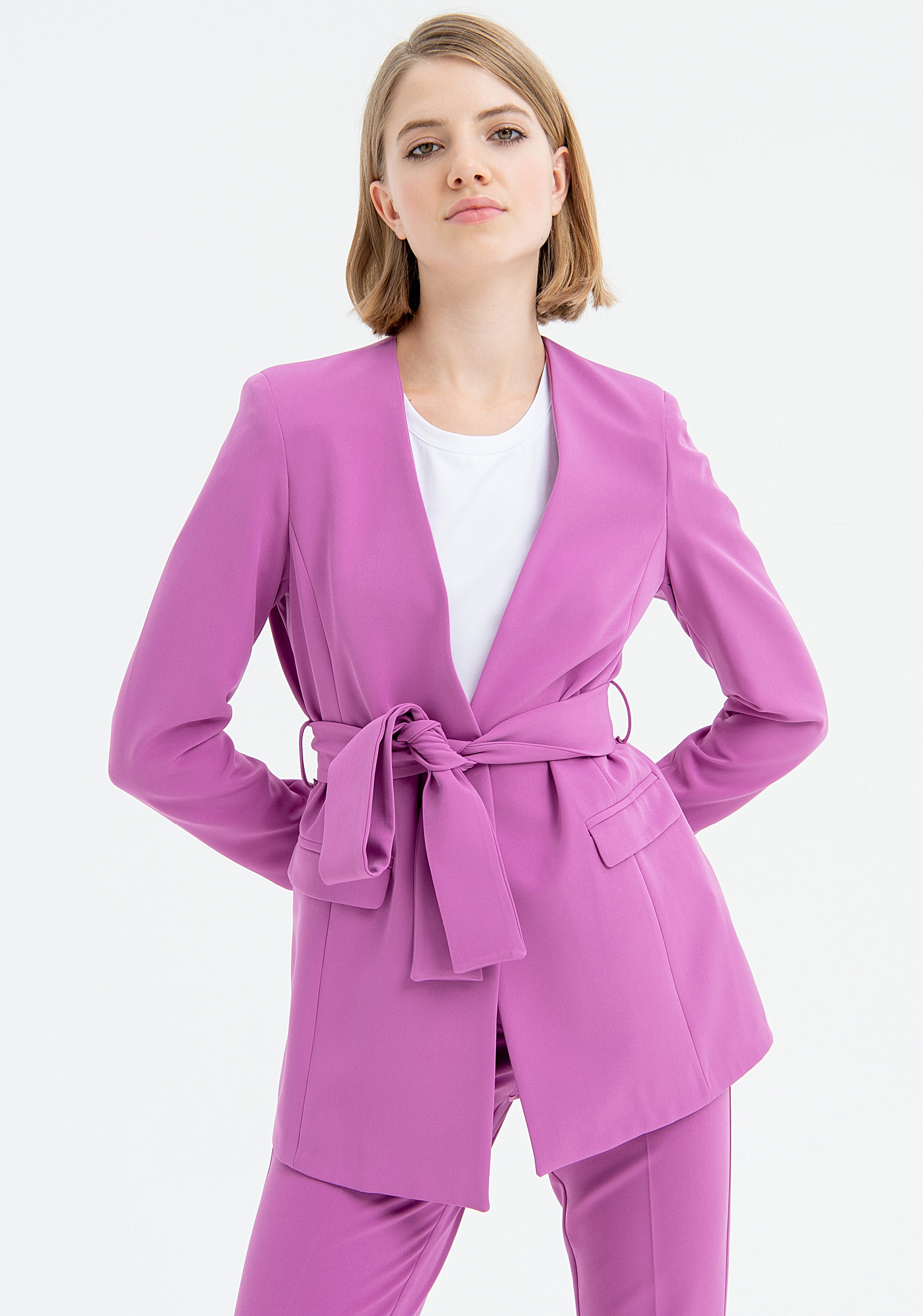 Long blazer jacket made in technical fabric Fracomina FR23SJ2011W42901-233-2