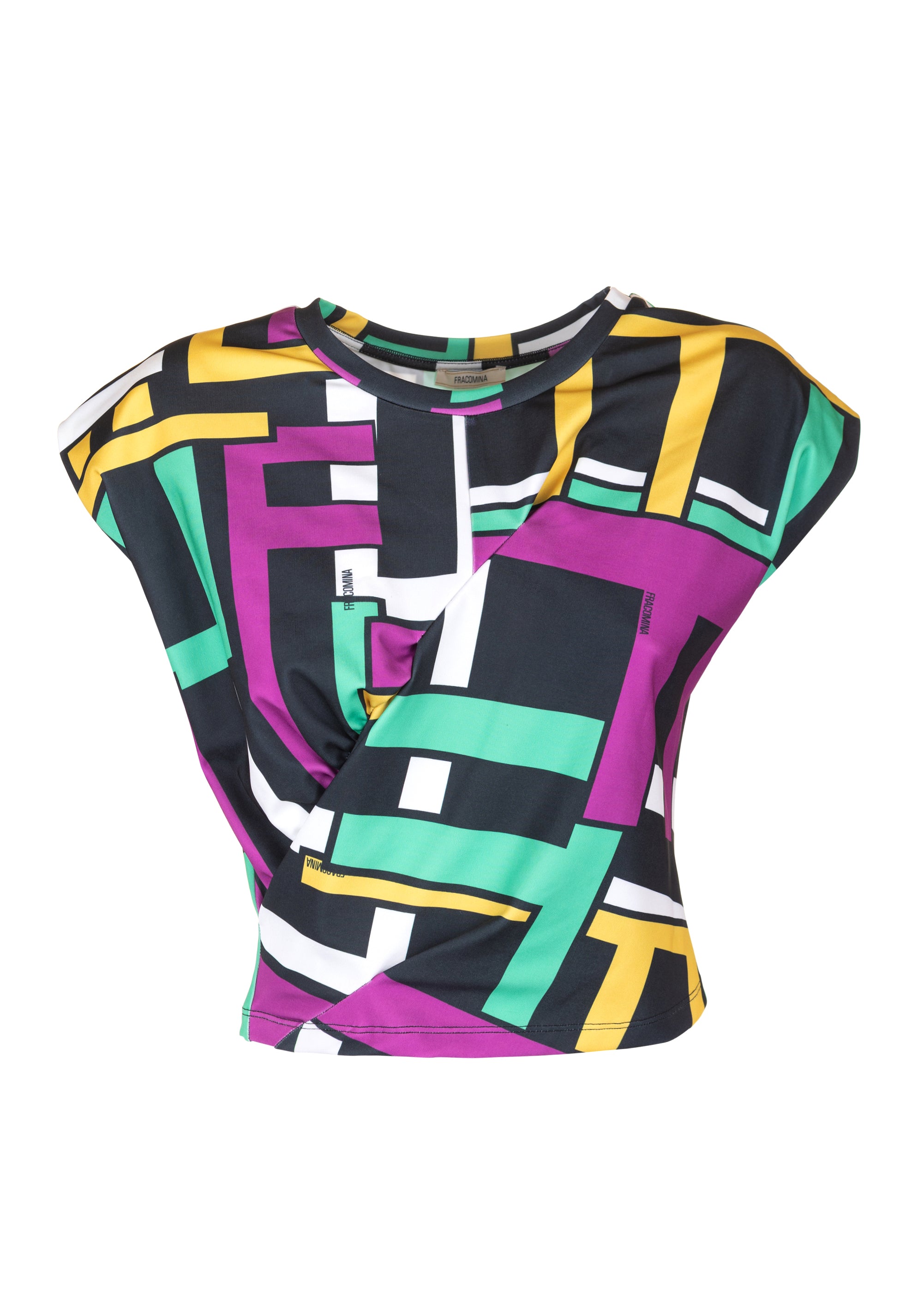 Tank top cropped with geometric pattern Fracomina FR23ST2009J430R8-Q18-1_f06ead22-0282-48ab-8dad-35a9c2a83291