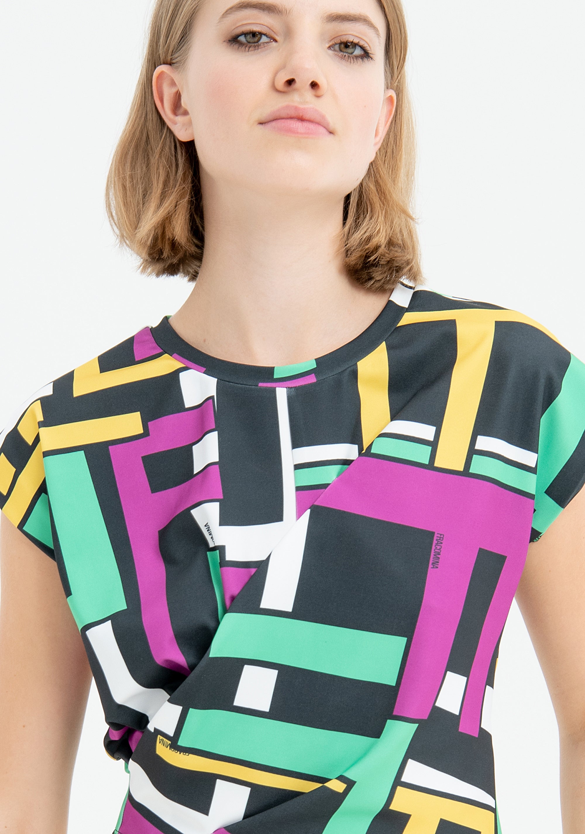 Tank top cropped with geometric pattern Fracomina FR23ST2009J430R8-Q18-2
