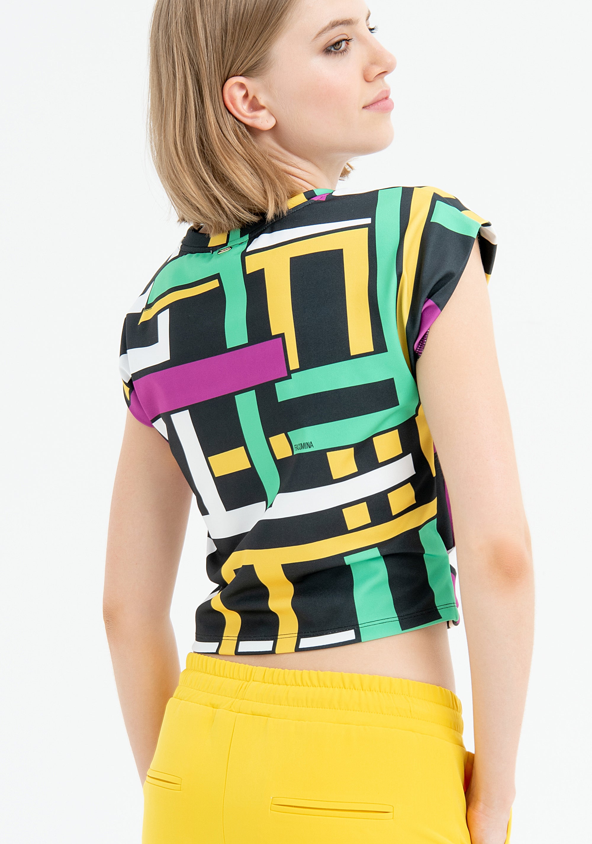 Tank top cropped with geometric pattern Fracomina FR23ST2009J430R8-Q18-3