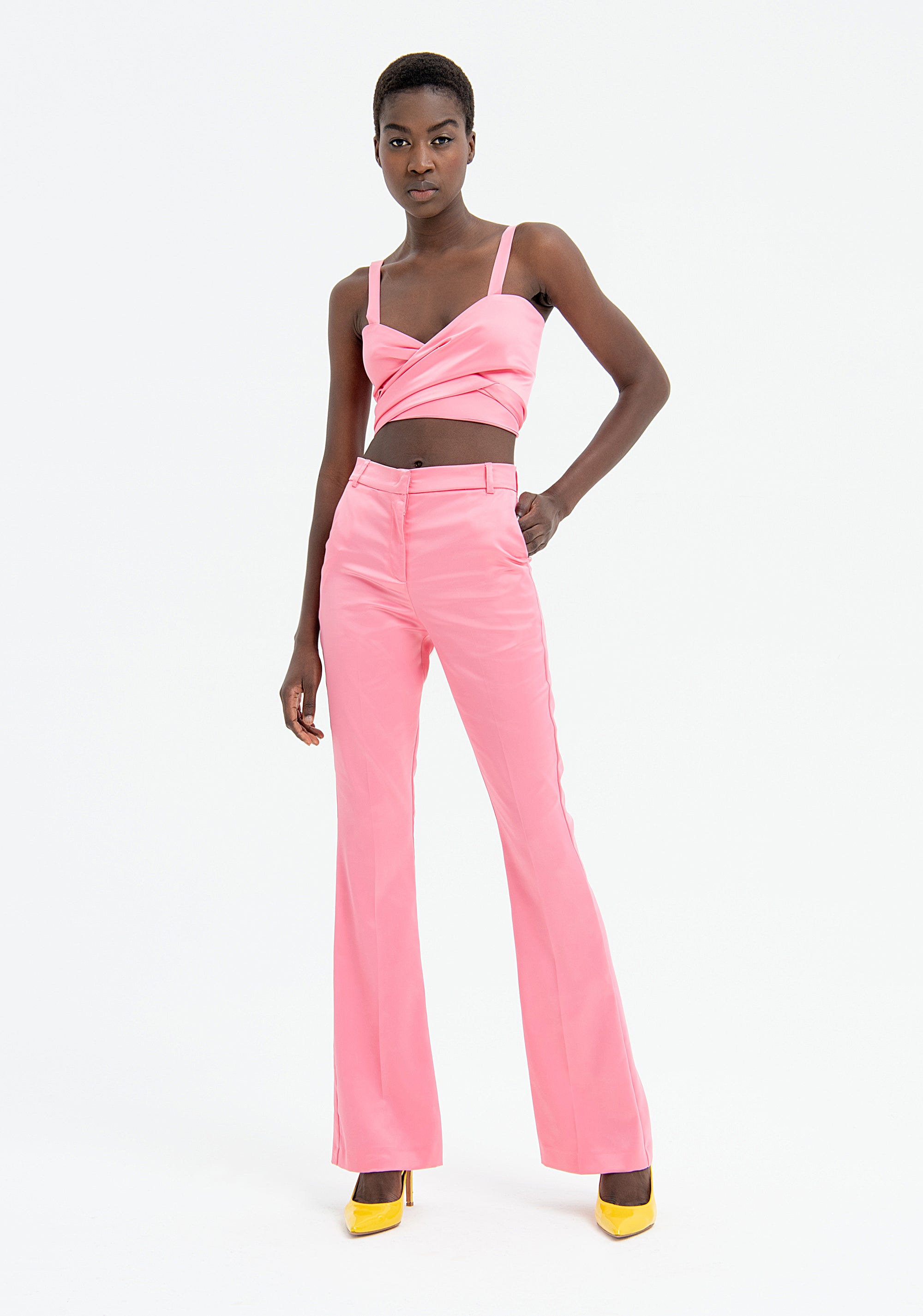 Bootcut pant made in satin Fracomina FR23SV3006W41101-G25-1