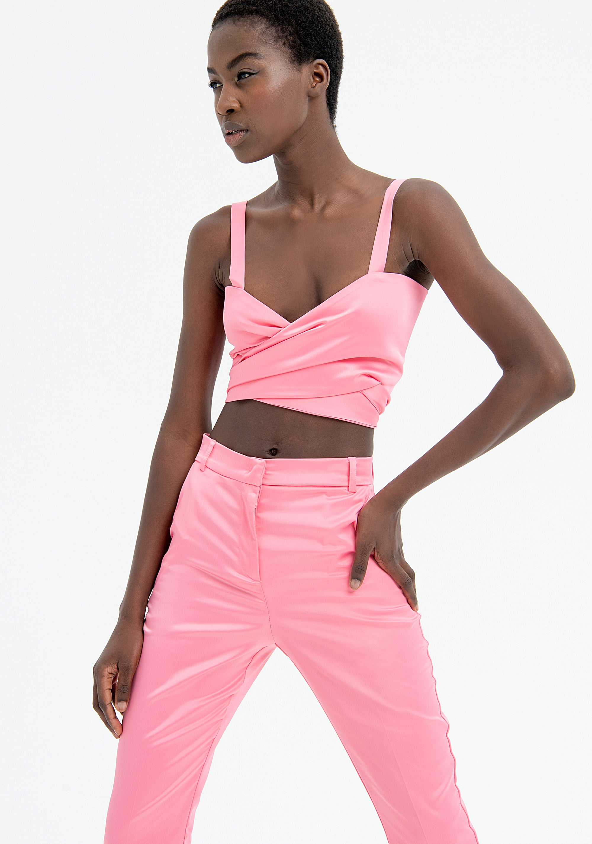 Bootcut pant made in satin Fracomina FR23SV3006W41101-G25-2