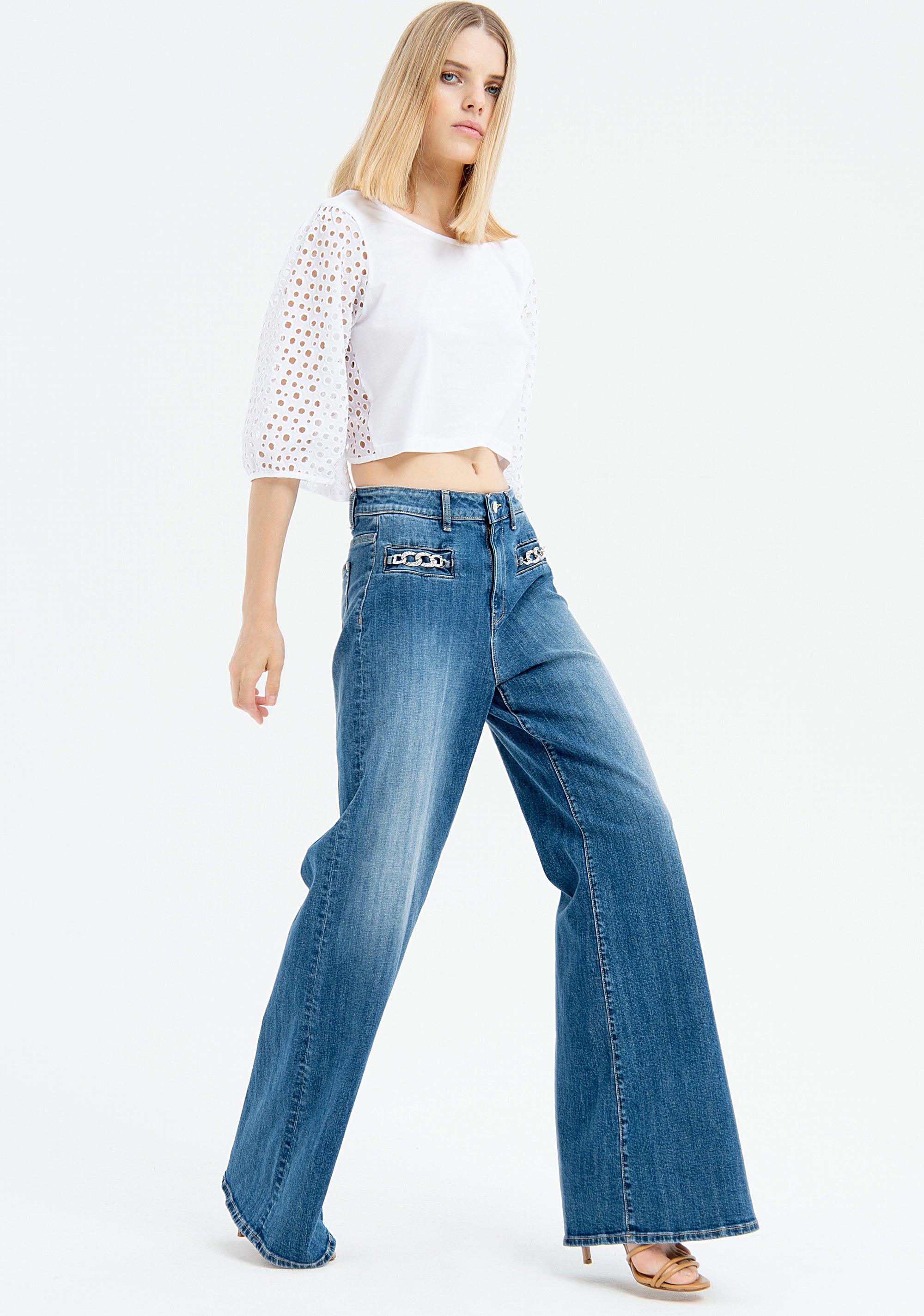 Jeans flare made in denim with middle wash Fracomina FR23SV3009D40802-263-4