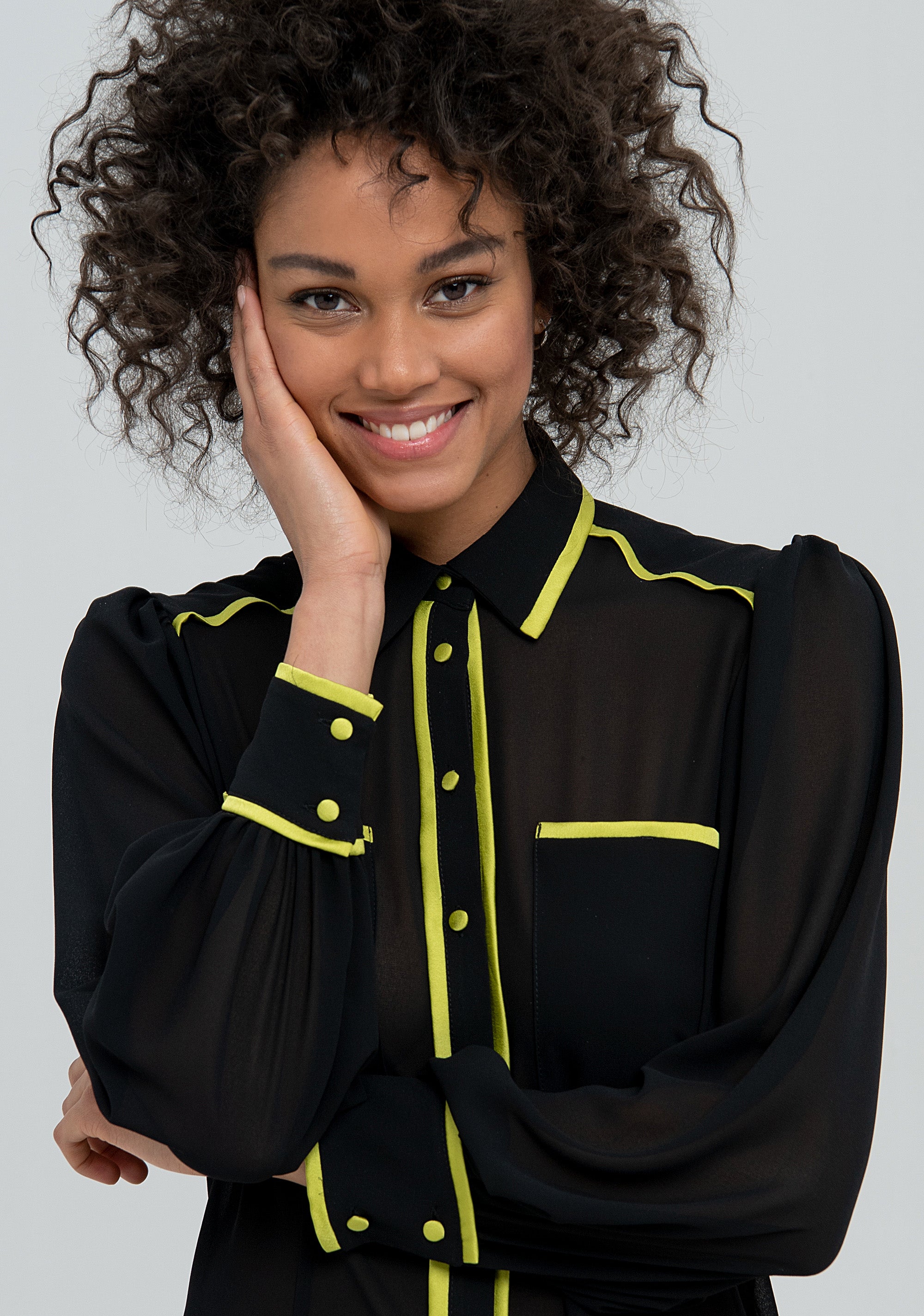 Shirt regular fit made in georgette with contrast color tapes Fracomina FS22WT6007W41201-L65-2