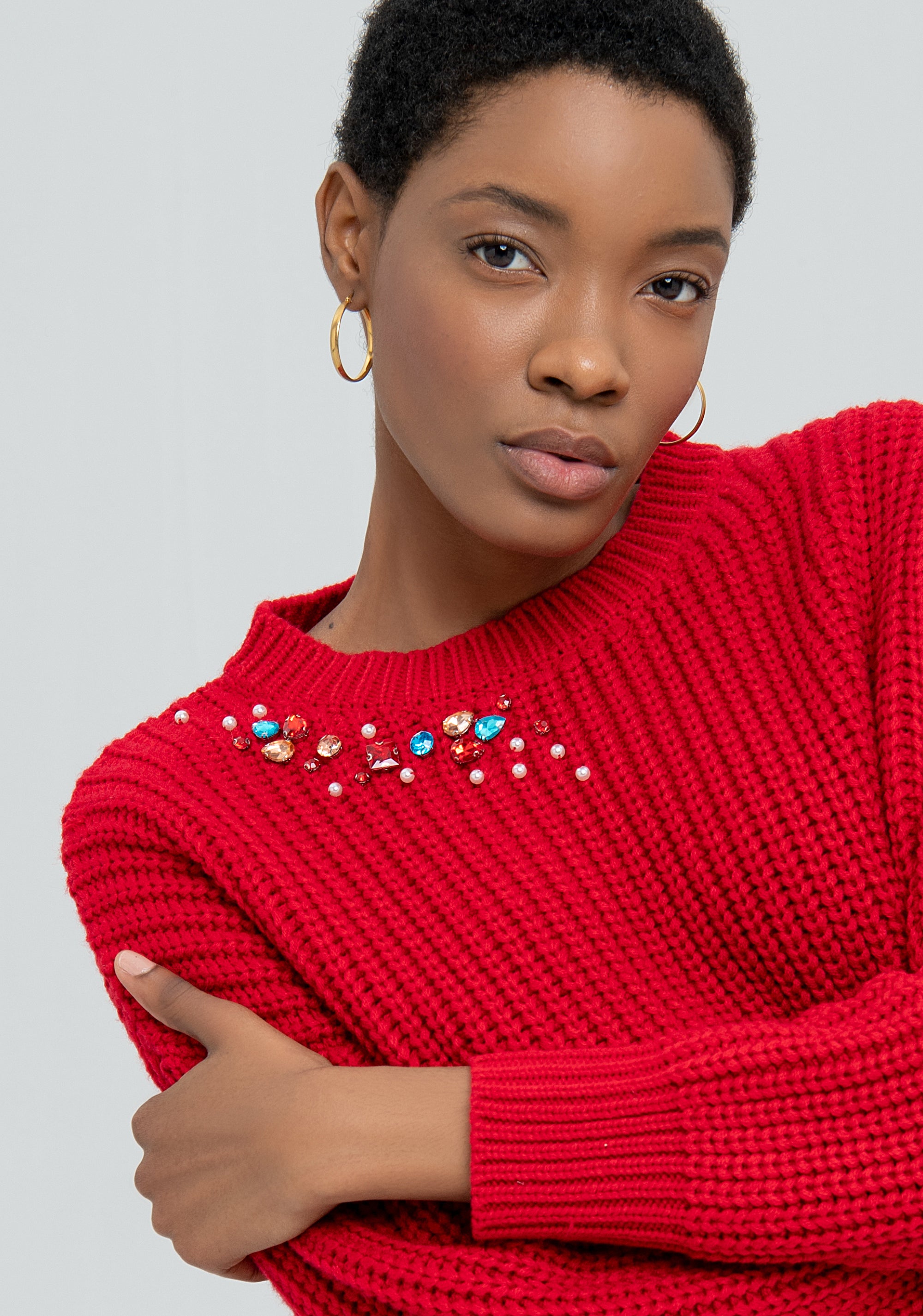 Knitwear over fit with hand stitch Fracomina FS22WT7014K44101-234-3
