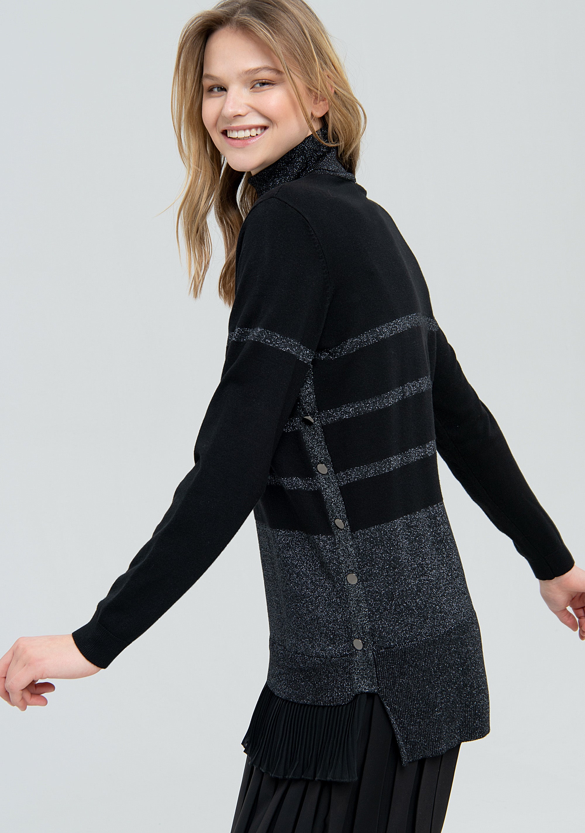 Long knitwear regular fit with lurex and stripes Fracomina FS22WT7017K414Q7-580-2