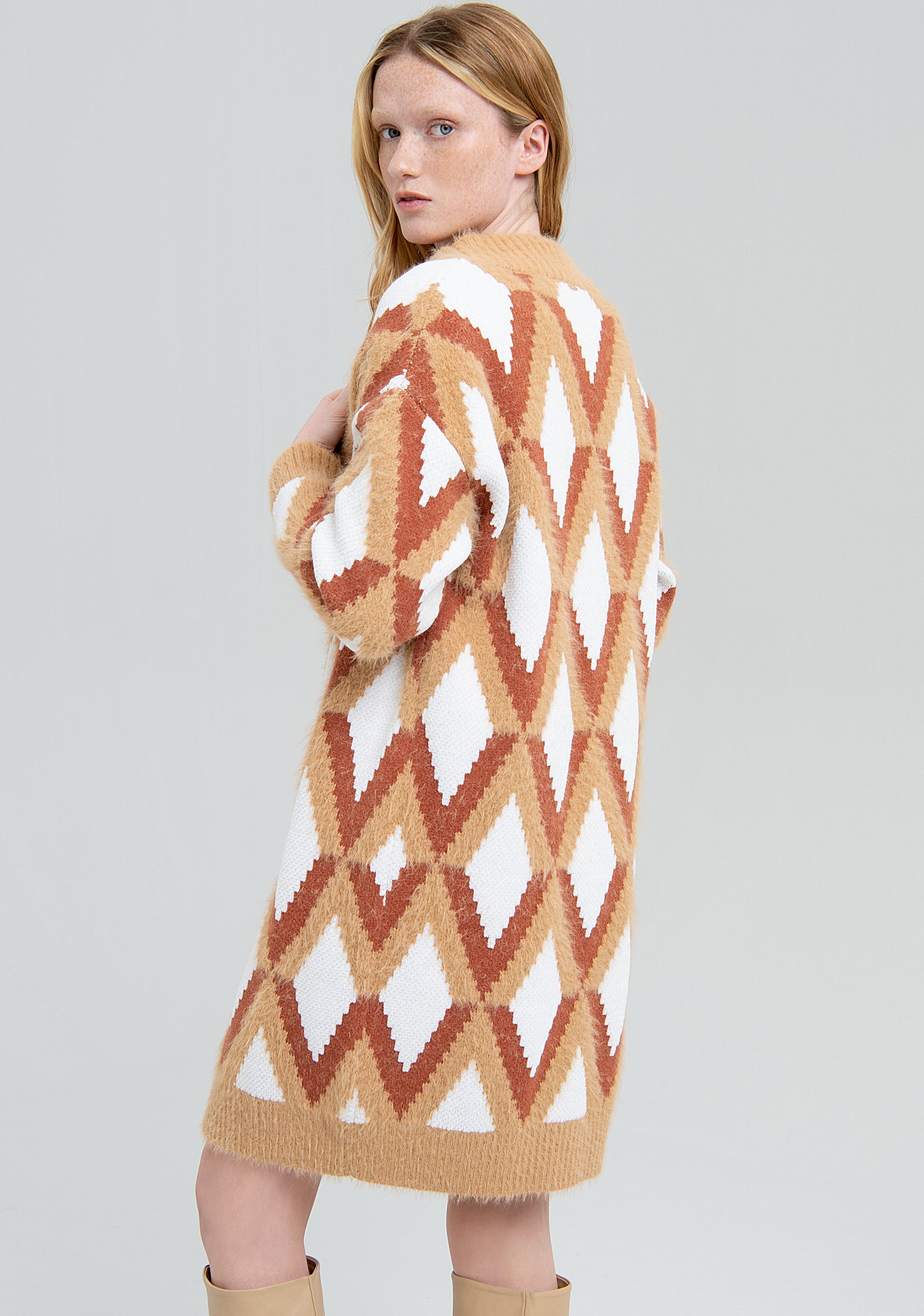 Cardigan regular fit, opened, with diamond shape jacquard Fracomina FS22WT8003K497F8-210_4