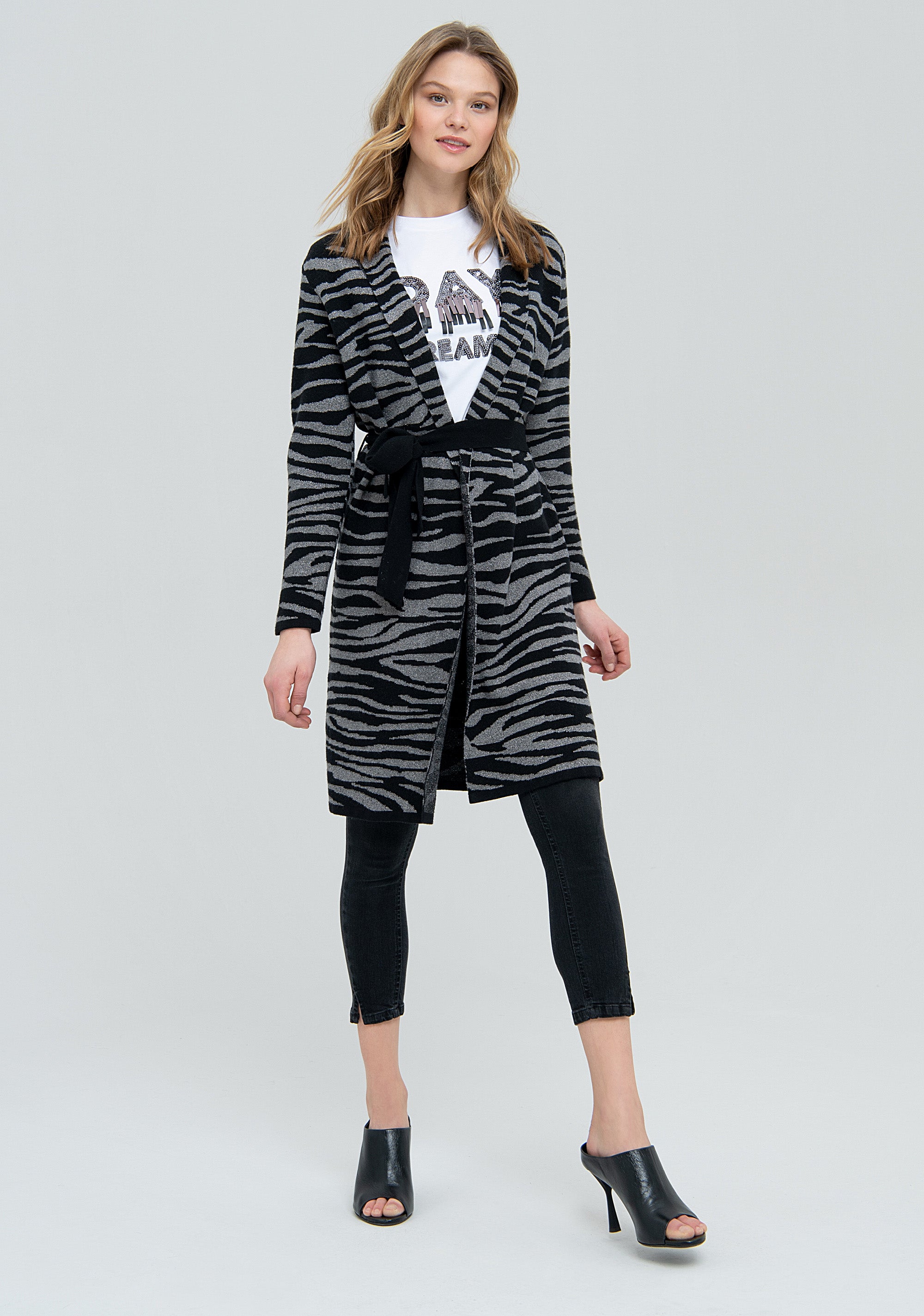 Cardigan regular fit, long, with animalier jacquard Fracomina FS22WT8007K499F8-580