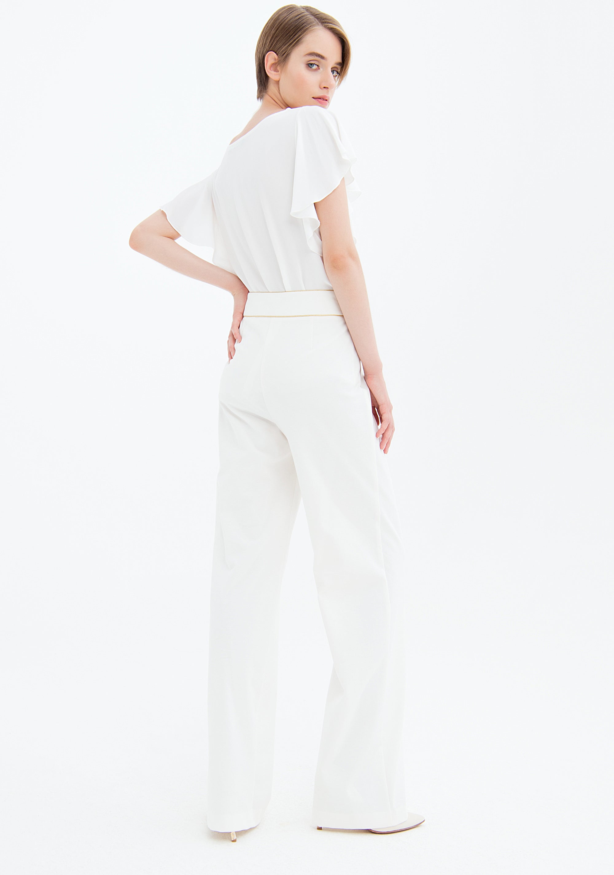 Palazzo pant wide fit made in technical fabric Fracomina FS23SVA002W51501-D62-4