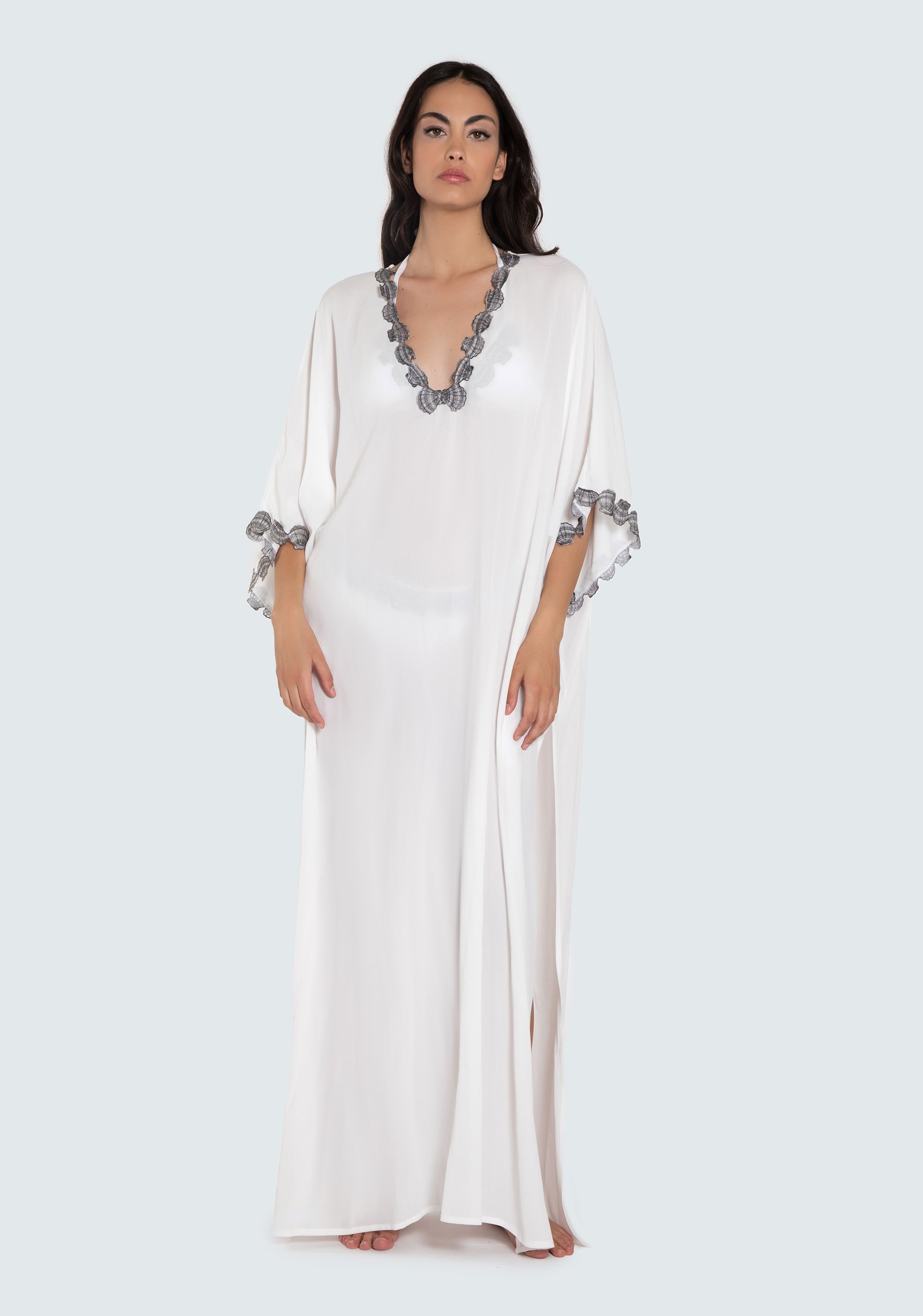 Long kaftan dress with lace edges Fracomina 8059572792600