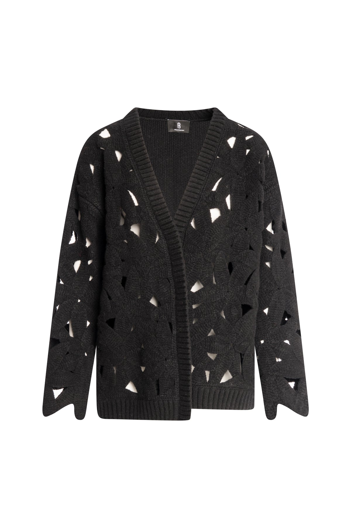 Knitted cardigan regular fit, opened, with macrame manufacture made in merinos wool Fracomina B126WT8070K567R6-K01-1