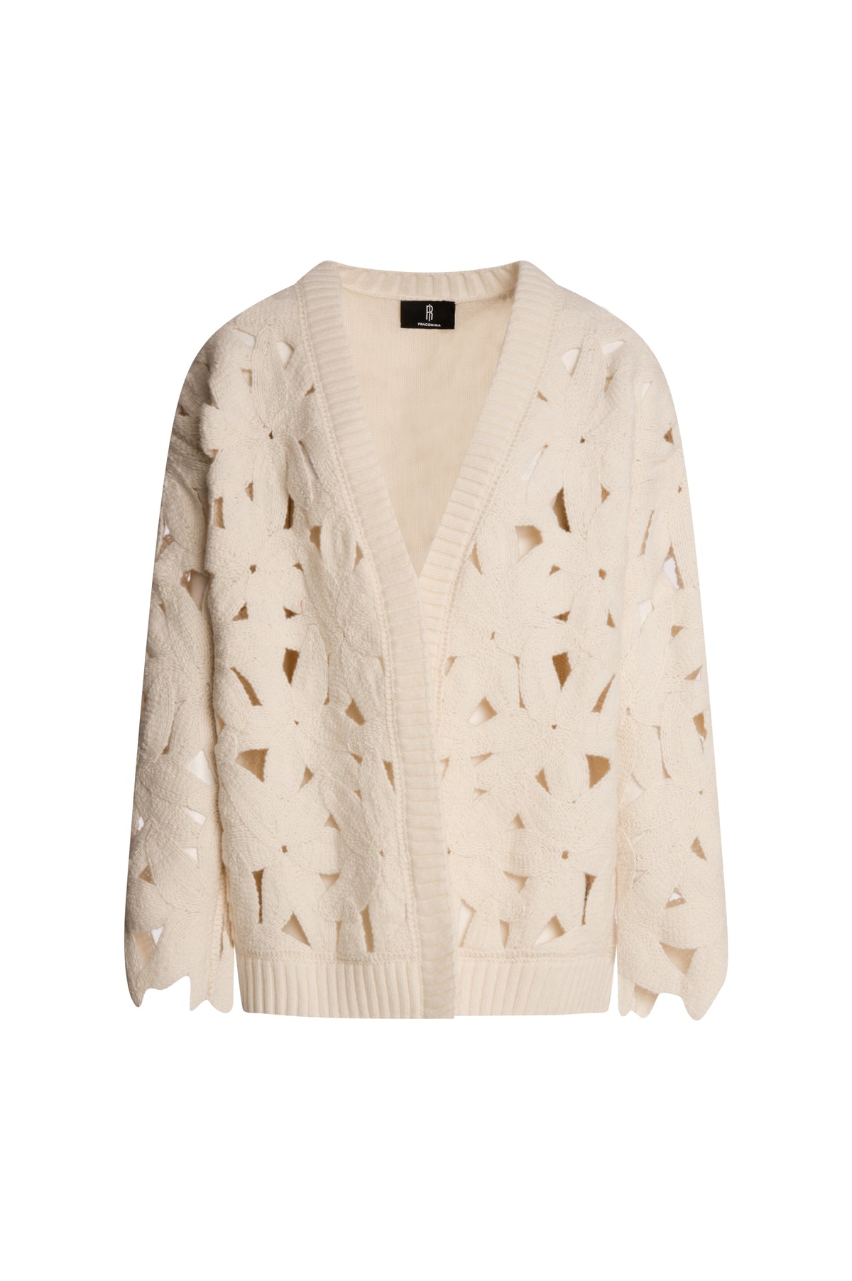 Knitted cardigan regular fit, opened, with macrame manufacture made in merinos wool Fracomina B126WT8070K567R6-KI5-1