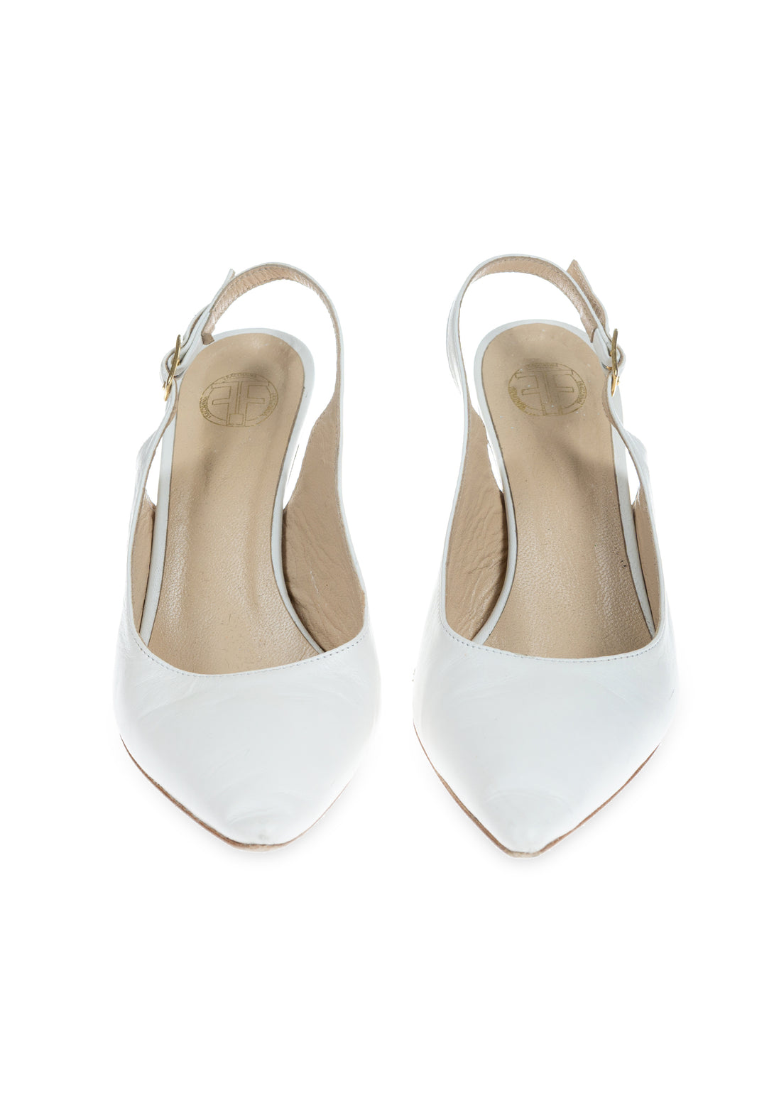 Slingback made in leather with high heels with logo Fracomina F723SS2004L40301-050