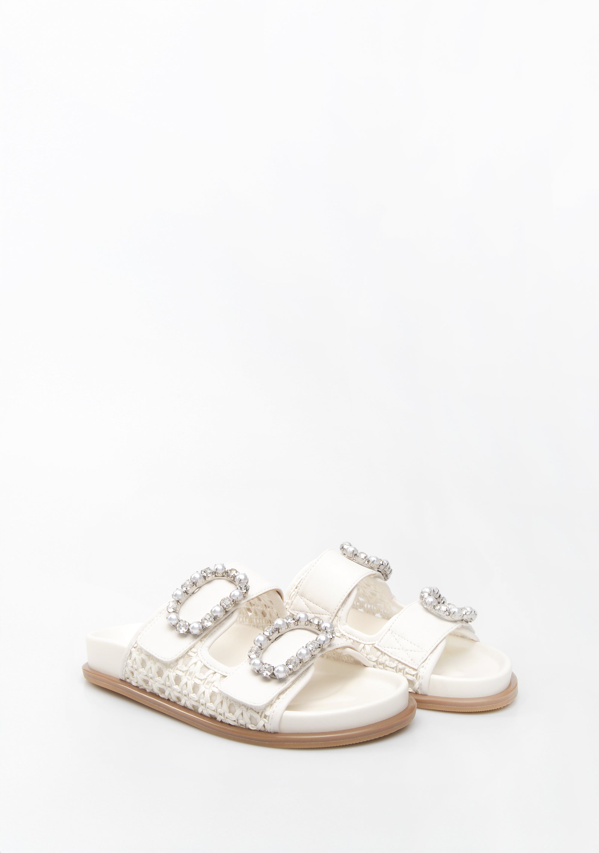 Flat Slide with Woven Straps and Jewel Buckles Fracomina F825SS3002P43501-108_2