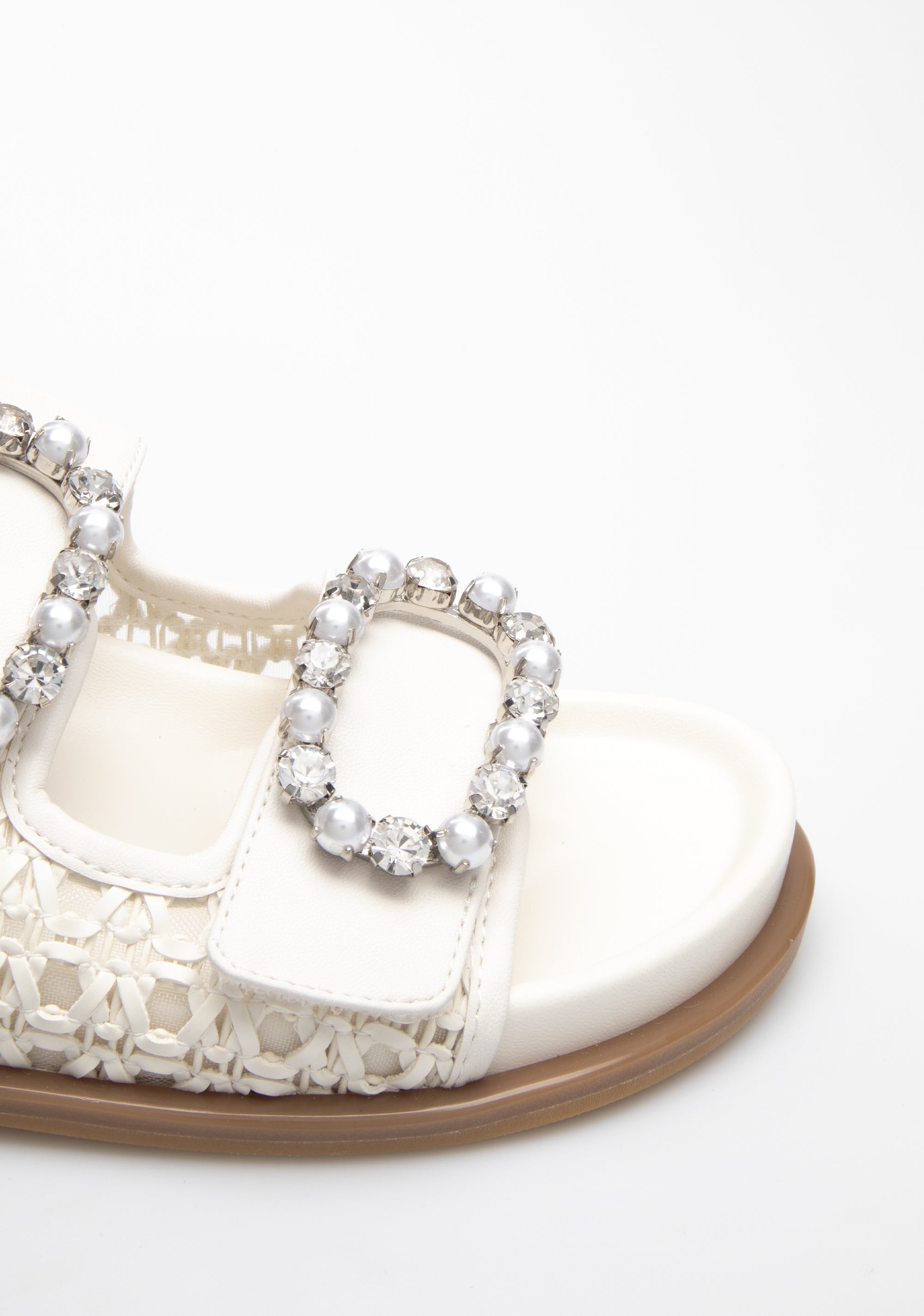 Flat Slide with Woven Straps and Jewel Buckles Fracomina F825SS3002P43501-108_4