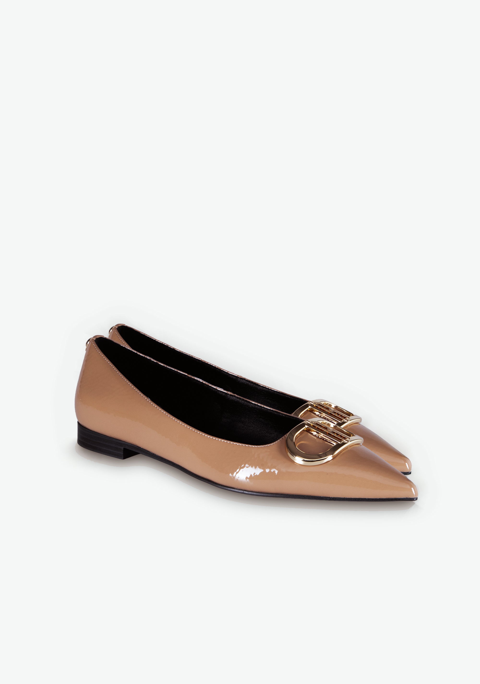 Patent Leather Pointed Toe Flats with Gold Buckle Fracomina F825WS1001L42001-A25_2_dd650b91-9555-4837-8a87-b118ef512a95