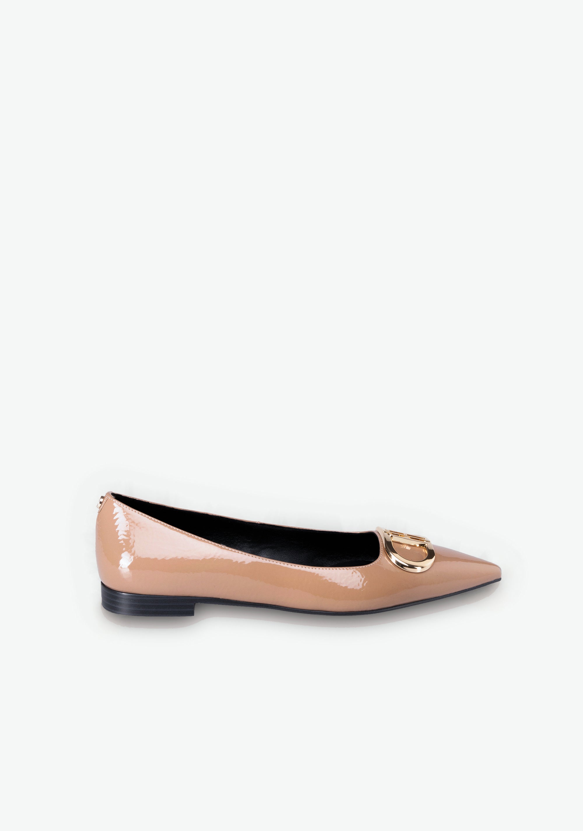 Patent Leather Pointed Toe Flats with Gold Buckle Fracomina F825WS1001L42001-A25_3_e4914e6c-0941-4b5a-a200-519b4df2c392