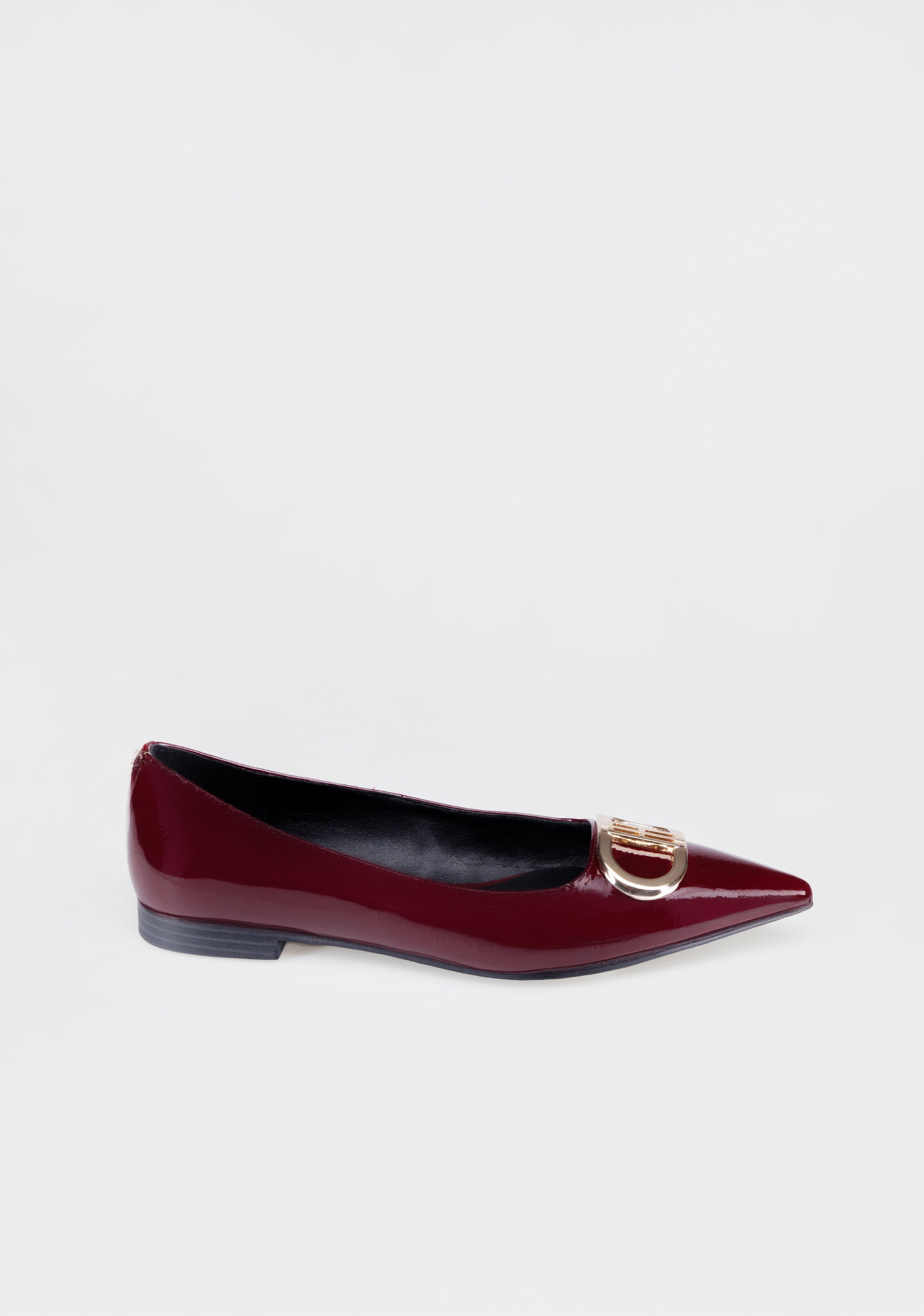 Patent Leather Pointed Toe Flats with Gold Buckle Fracomina F825WS1001L42001-H75_3_3b0d3c31-abb5-4b21-a1a6-0ddcd6e6e517