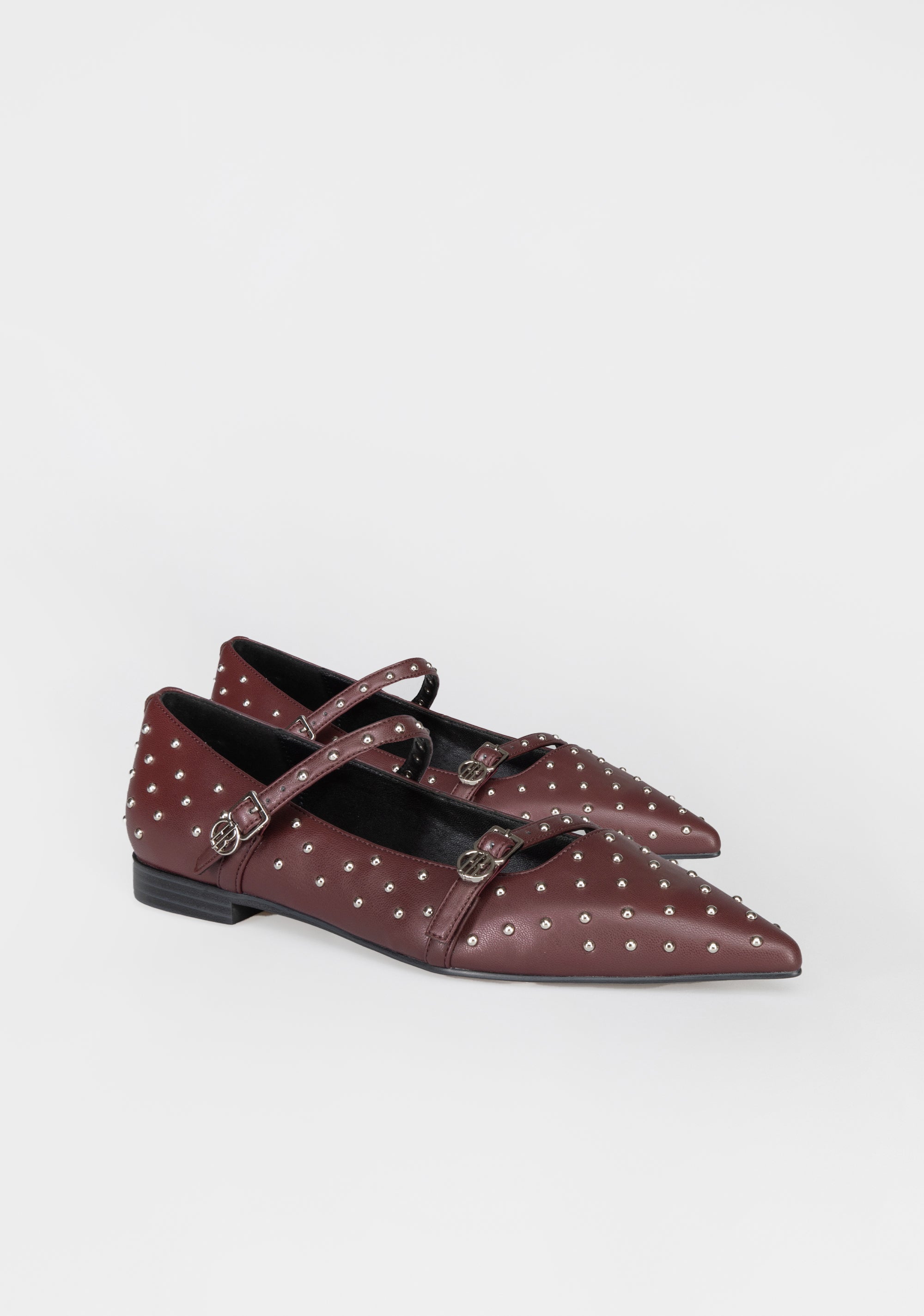 Studded Mary Jane Flats with Metallic Buckles Fracomina F825WS1002P44301-H75_2_f87911e7-bdf1-4a62-8e77-a9e2897d1463
