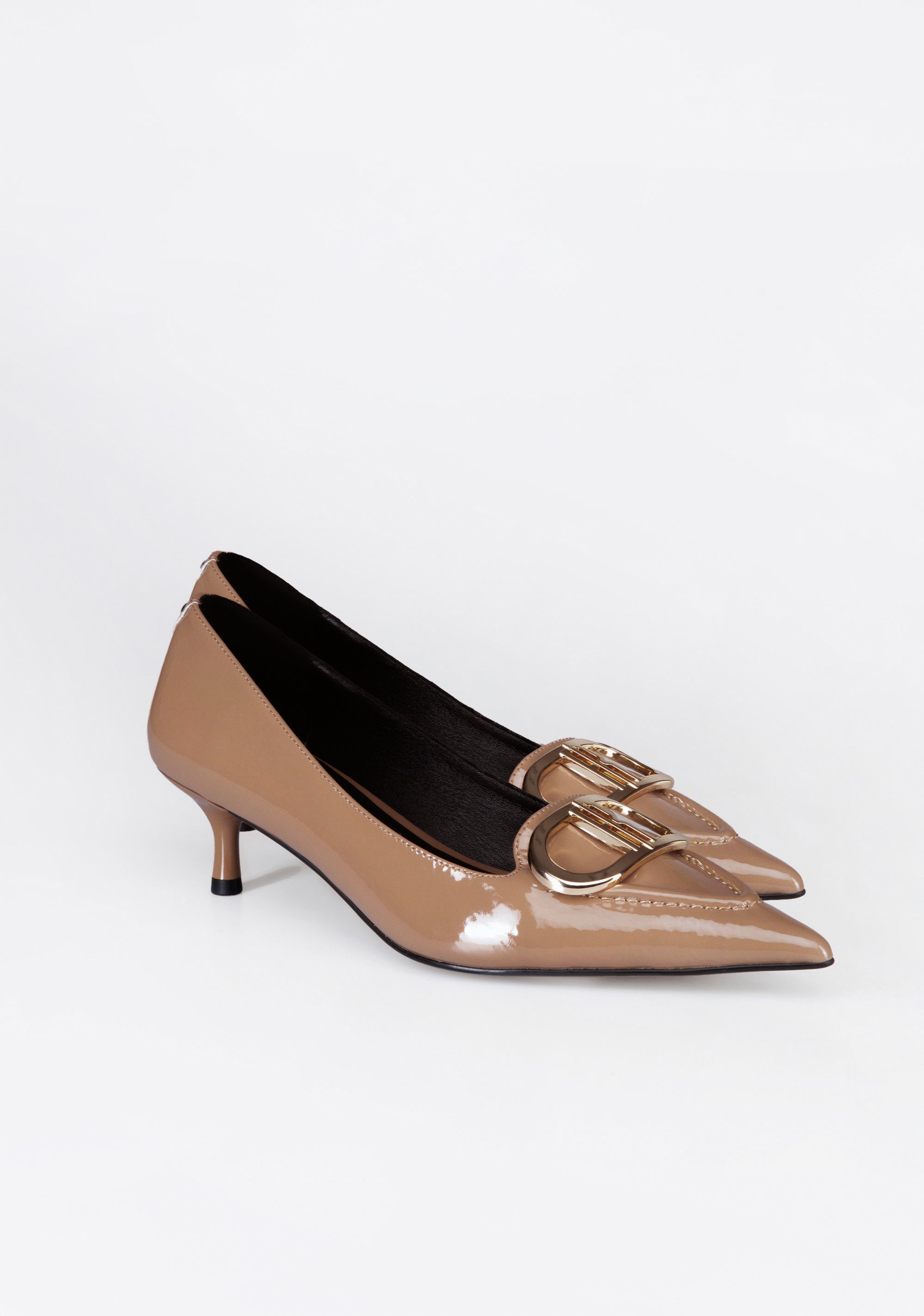 Patent Leather Kitten Heel Pumps with Iconic Buckle Fracomina F825WS2001L42001-A25_2_2de06737-5cc4-4748-9802-c5377d7162ff