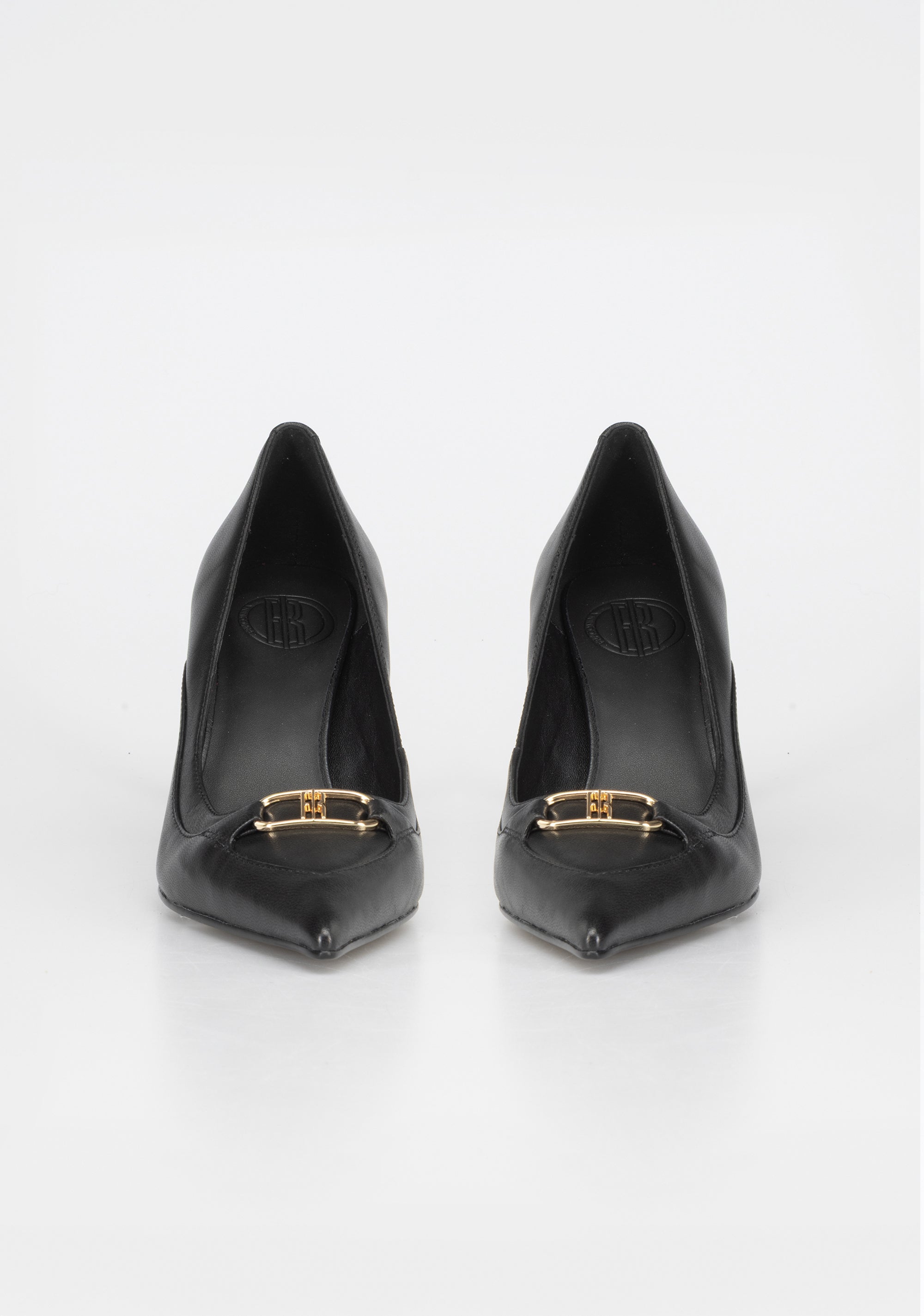 Leather High-Heel Pumps with Gold Buckle Detail Fracomina F825WS2002L40001-053_6118e08b-e37f-4cb2-908a-5c00da6ef14f
