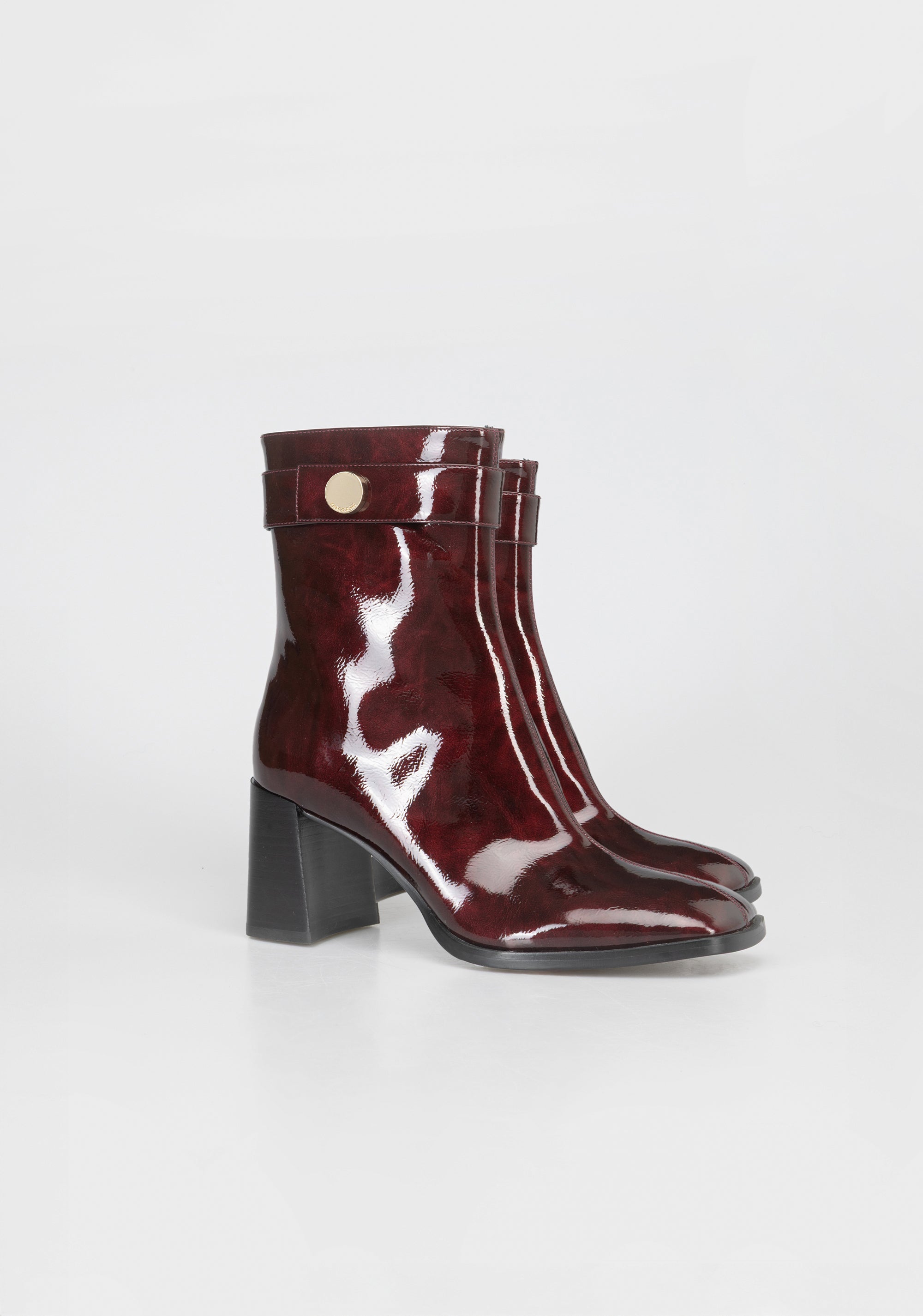 Glamorous Patent Leather Ankle Boots with Block Heel and Gold Detail Fracomina F825WS5003P44501-H75_2_b61f172b-d2d3-4096-aba3-907f115e7d69