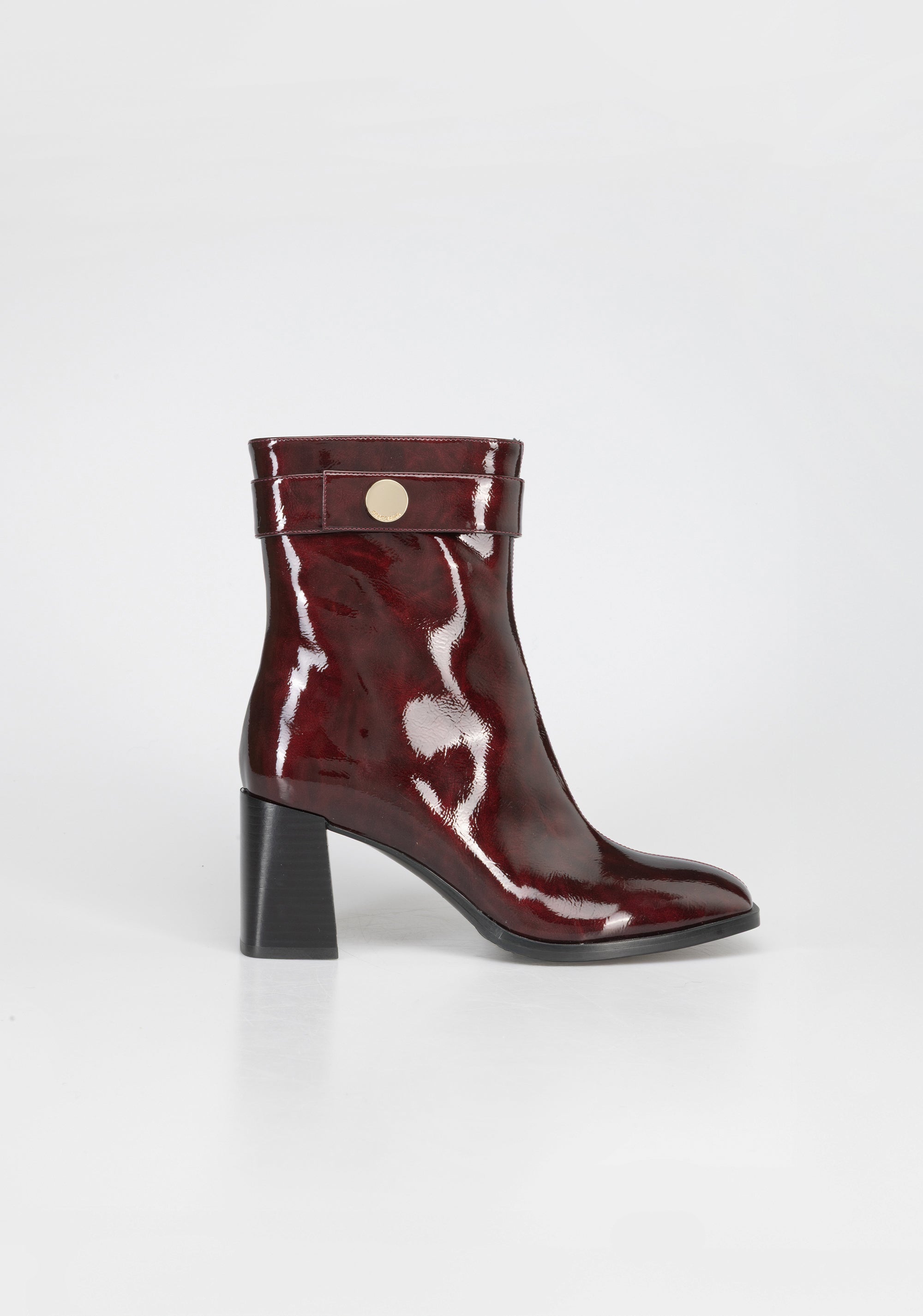 Glamorous Patent Leather Ankle Boots with Block Heel and Gold Detail Fracomina F825WS5003P44501-H75_3_92bf0e25-a8a9-448c-8d41-2c25a6b6063e