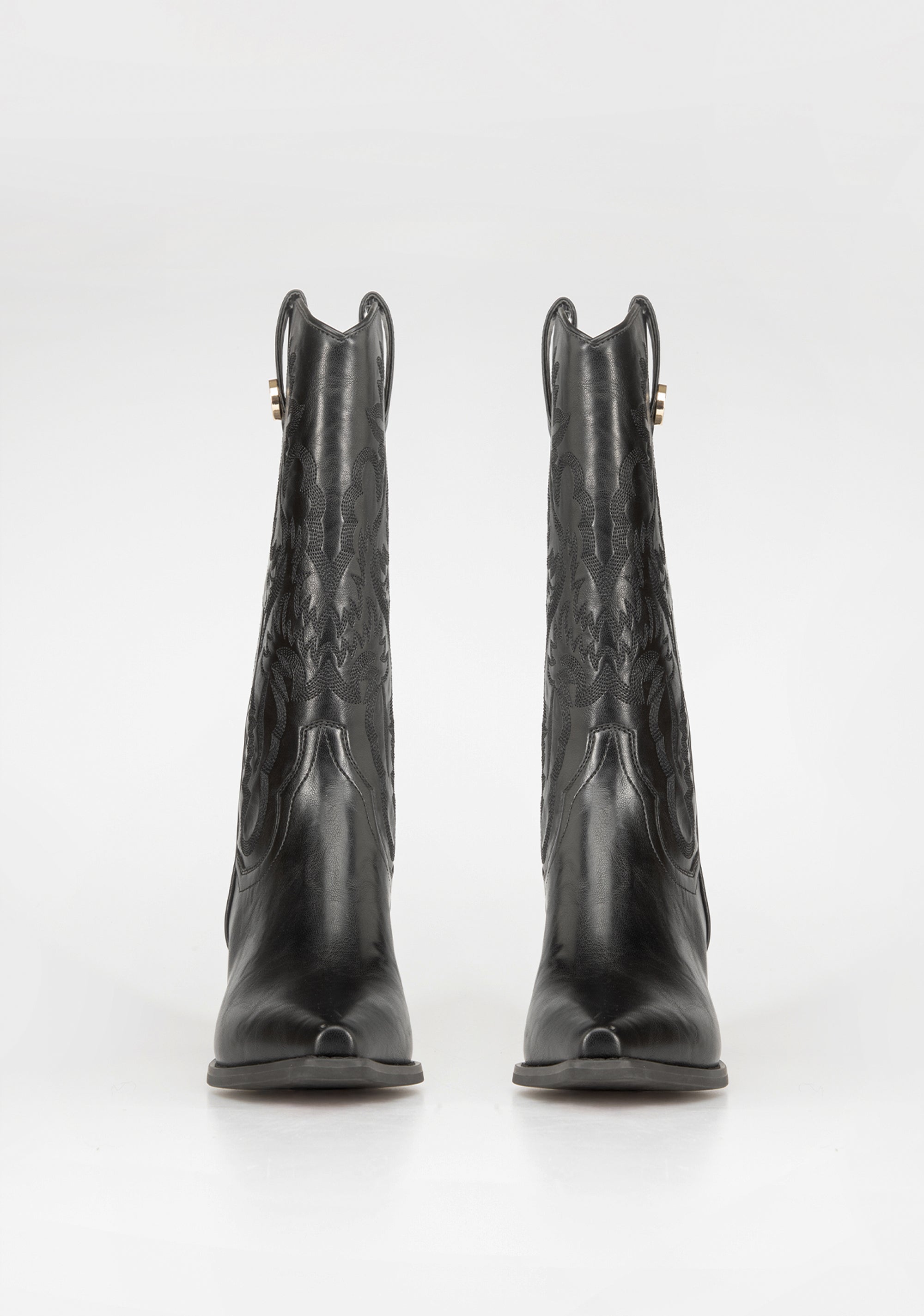 Tall Cowboy Boots with Embroidery and Sculpted Heel Fracomina F825WS5005P44201-053_210d4a76-c38d-47f7-baff-a0f2062ebd88