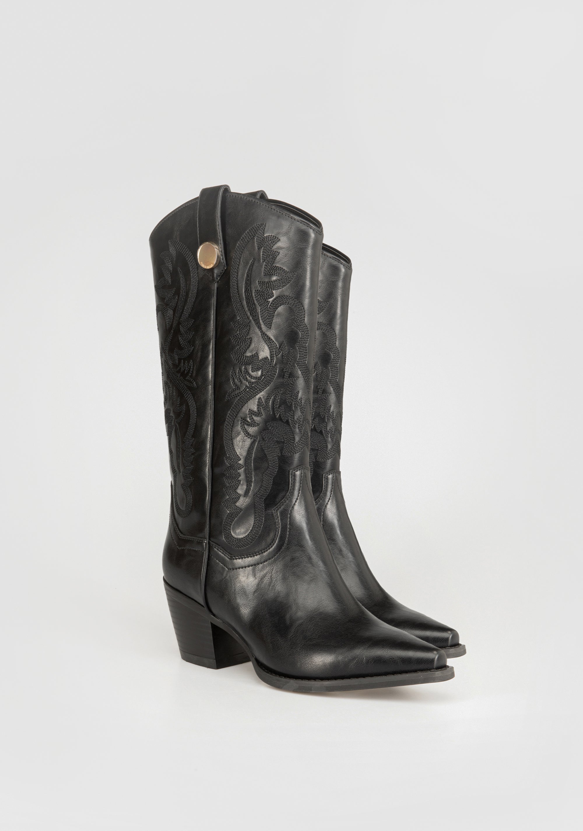 Tall Cowboy Boots with Embroidery and Sculpted Heel Fracomina F825WS5005P44201-053_2_27a3a892-892b-4e07-9439-b6111636c9e0