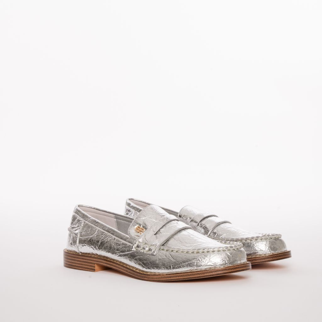 Loafers in Crackle-Effect Laminated Leather Fracomina F826SS1001P411L9-389_3