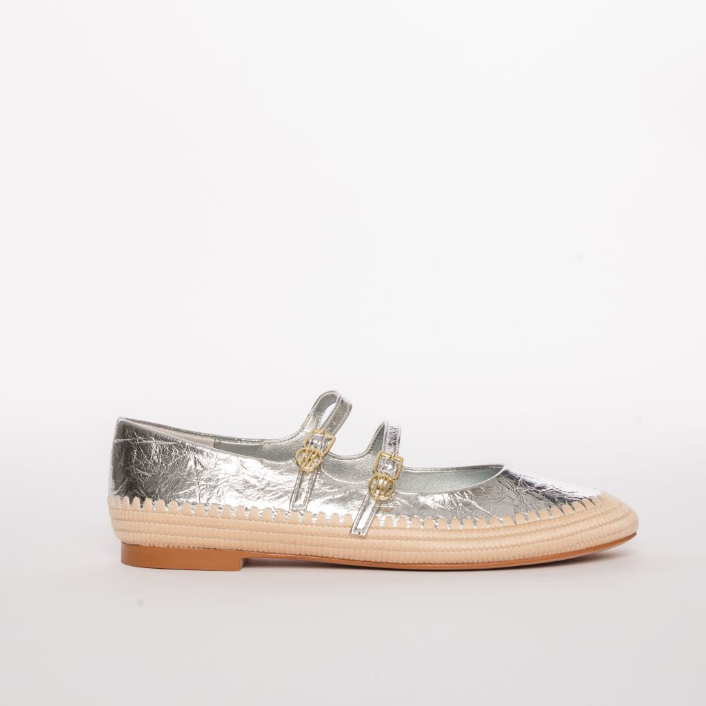 Double-Buckle Mary Jane Flats with Rope Detail Fracomina F826SS7001P411L9-389_2