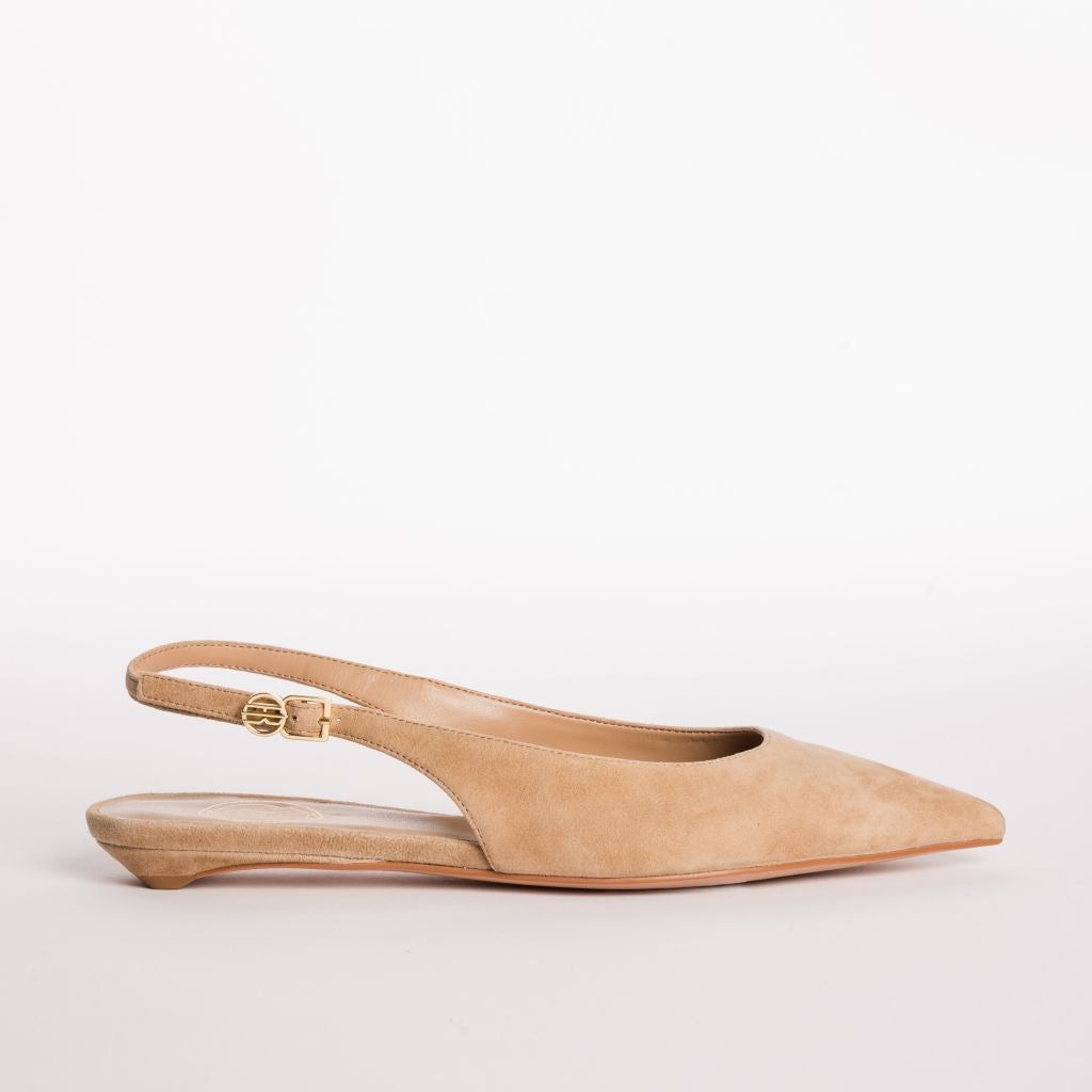 Pointed-Toe Suede-Finish Slingback Pumps with Kitten Heel Fracomina F826SS9001L42101-A25