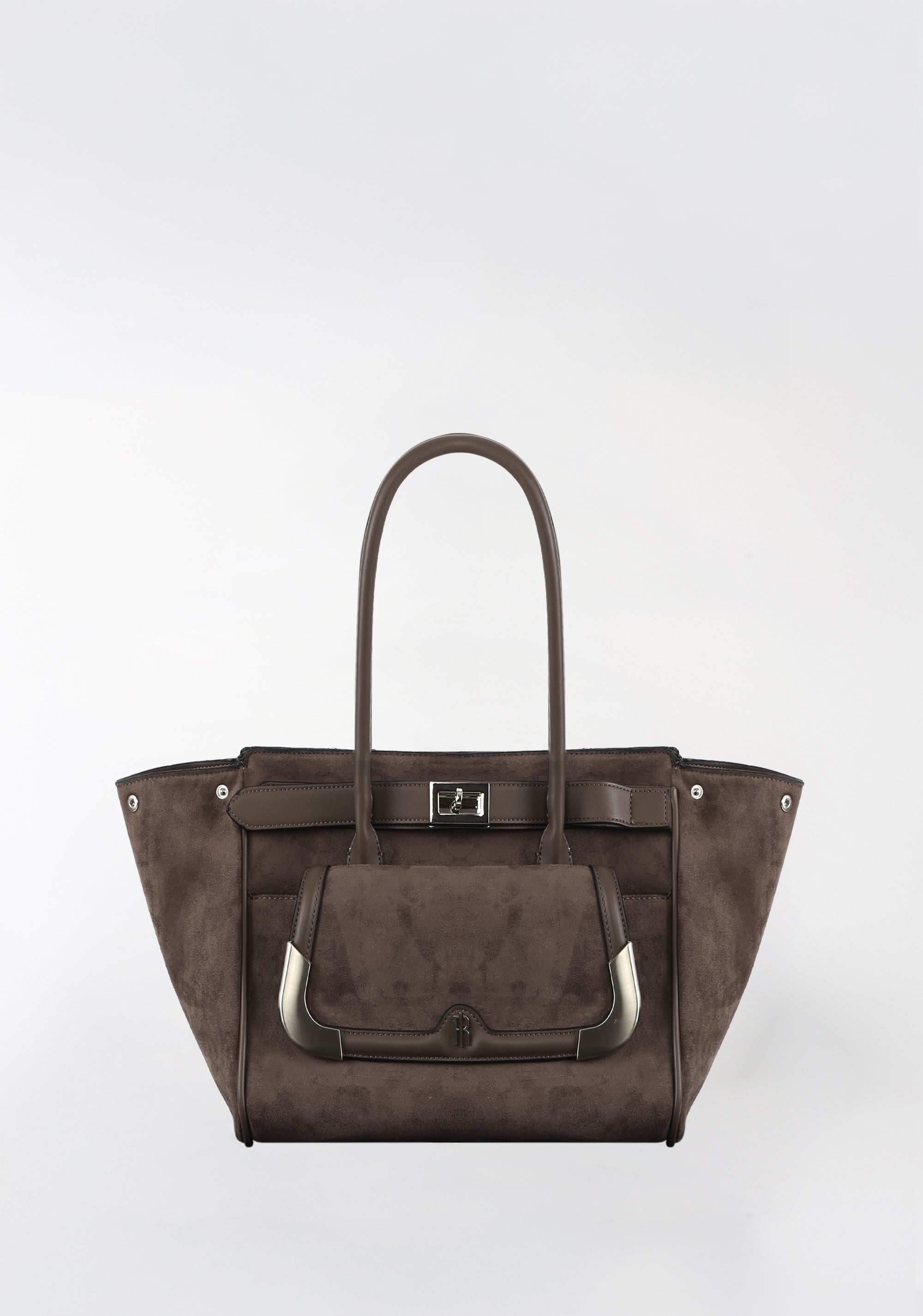 Structured Tote Bag in Faux Suede with Metallic Details Fracomina FB25WB1001P45401-G16_1