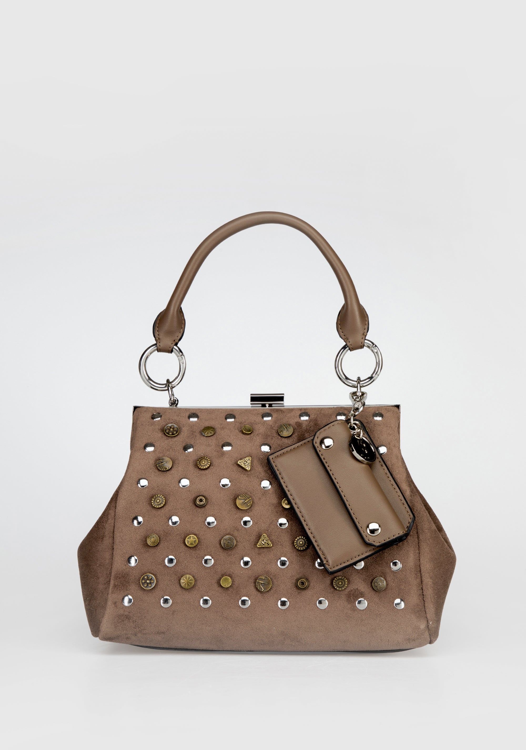 Elegant in Taupe Faux Suede with Studs and Charm Fracomina FB25WB1002P45401-G16_5982875d-255f-47c3-8e67-22bcd6794372