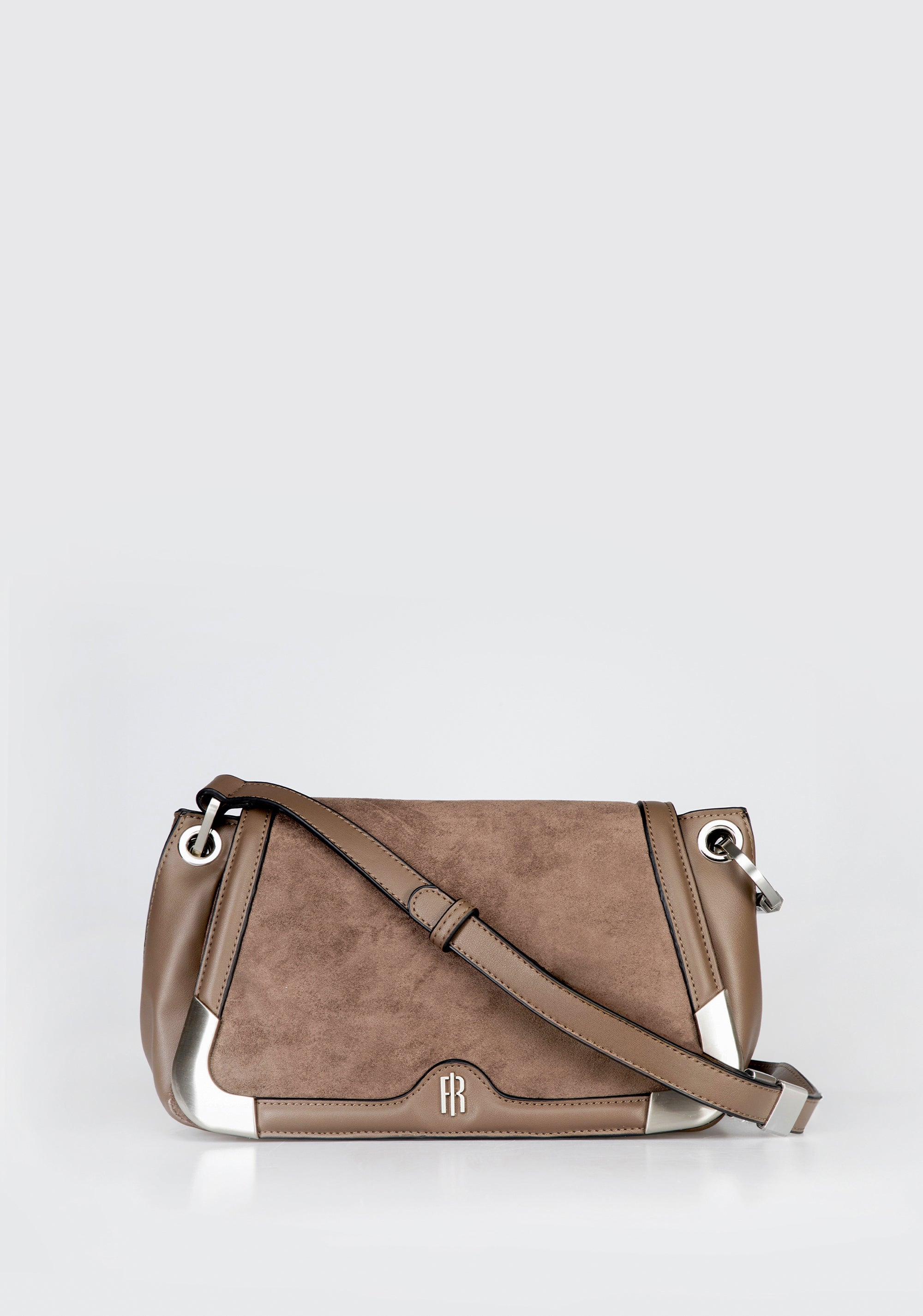 Elegant Shoulder Bag with Silver Metallic Details Fracomina FB25WB3001P45401-G16_1_a76f21a7-d1bd-4558-a0fe-dc60e98bb4ee