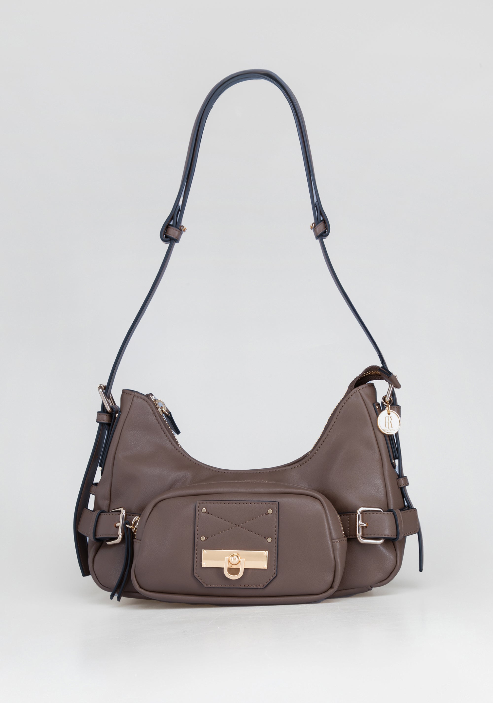 Shoulder Bag with Gold Studs and Buckles Fracomina FB25WB3003P44101-G16_f5fde54a-4def-446b-9d35-08b550bbc70b