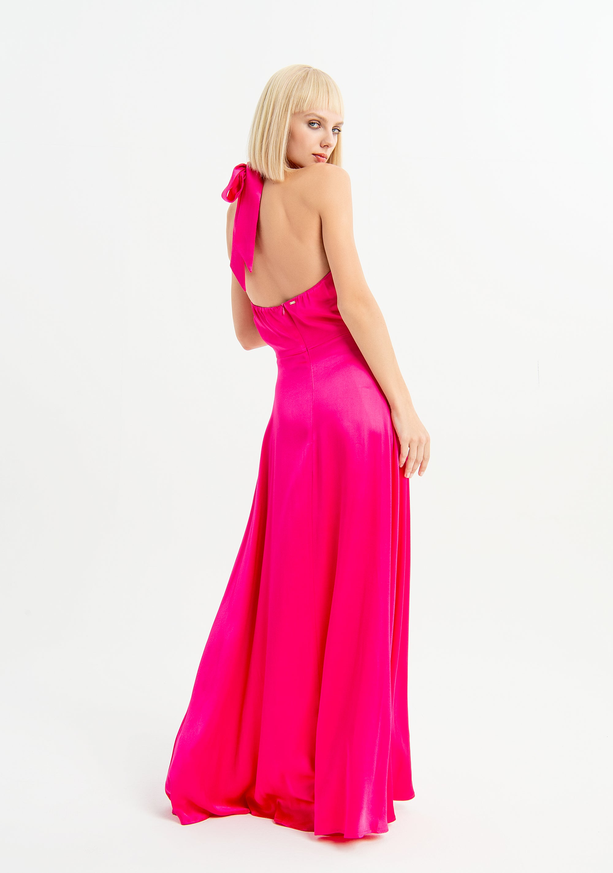 Long satin dress with crossover neckline Fracomina FI23SD3024W45101-233_3