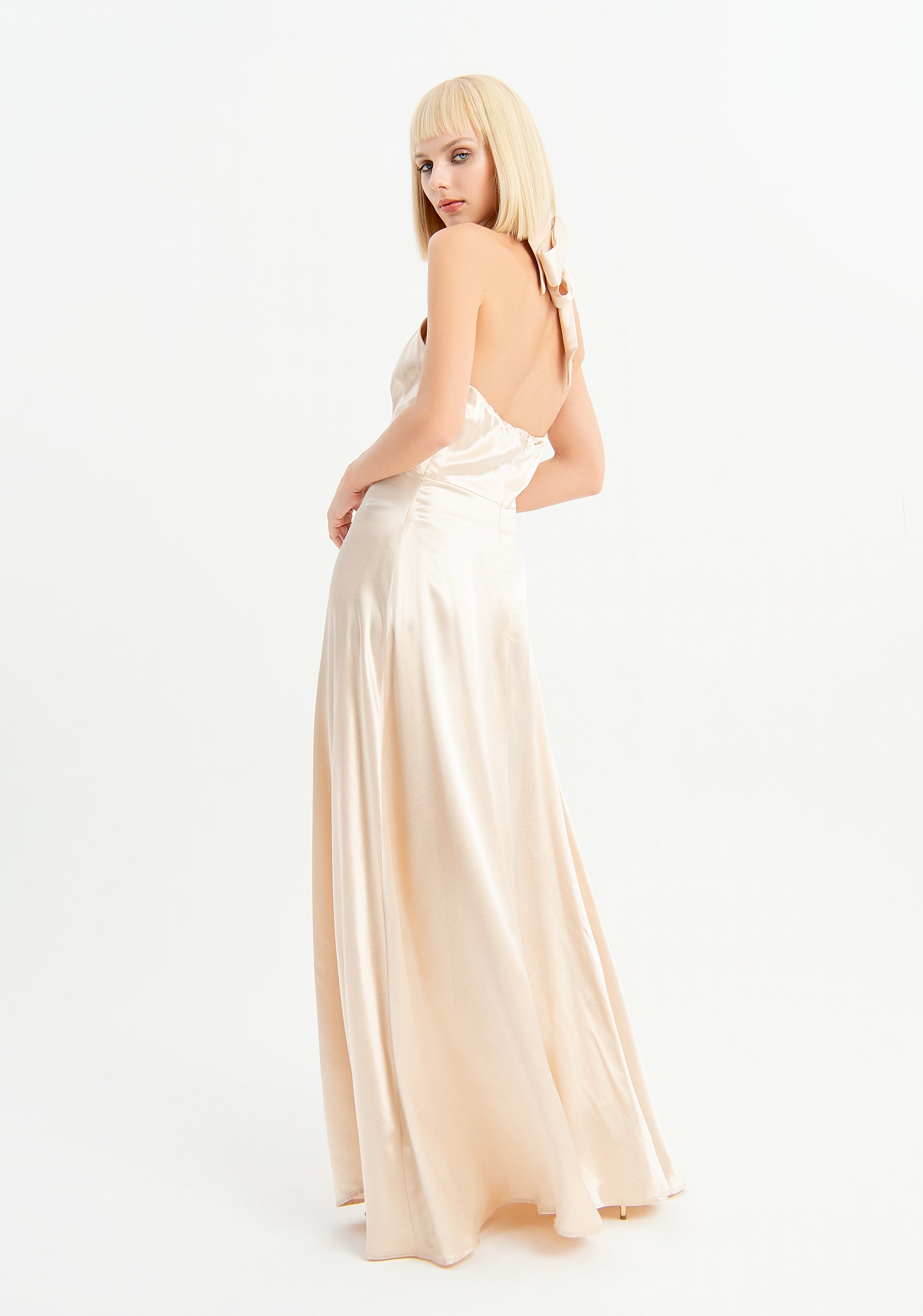 Long satin dress with crossover neckline Fracomina FI23SD3024W45101-251_3