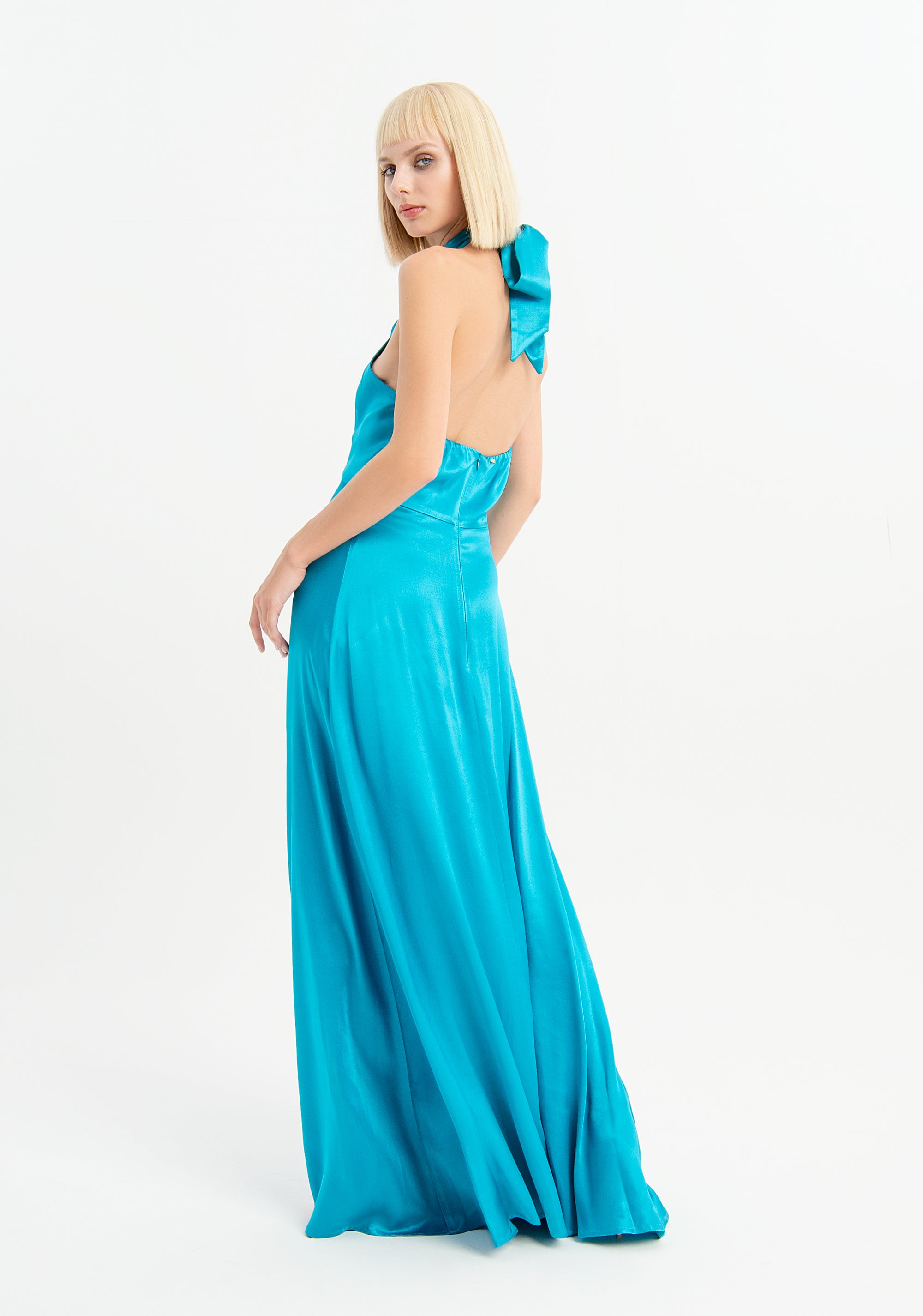 Long satin dress with crossover neckline Fracomina FI23SD3024W45101-268_3