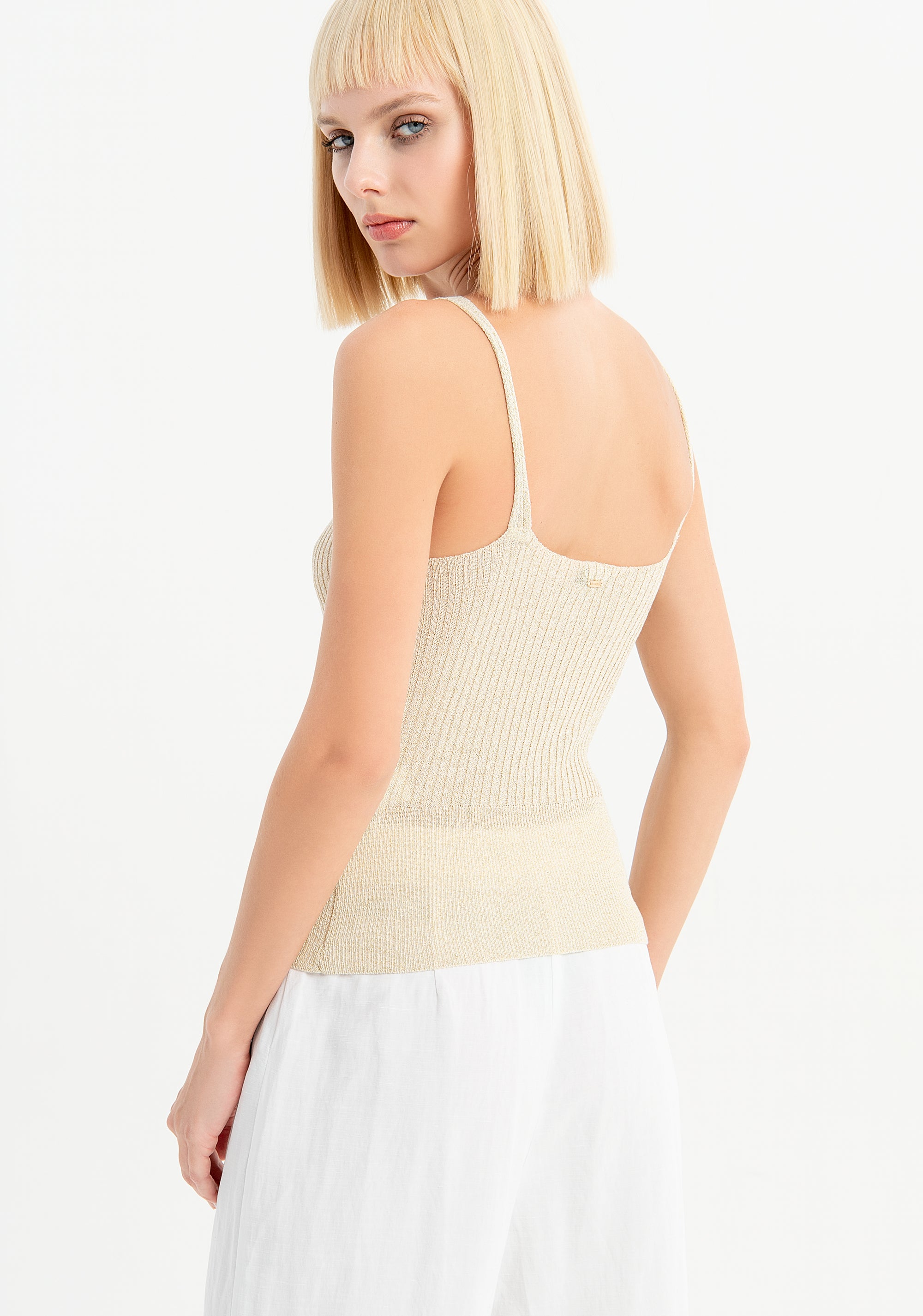 Ribbed top with back neckline Fracomina FI23ST4006K413Q7-050_3