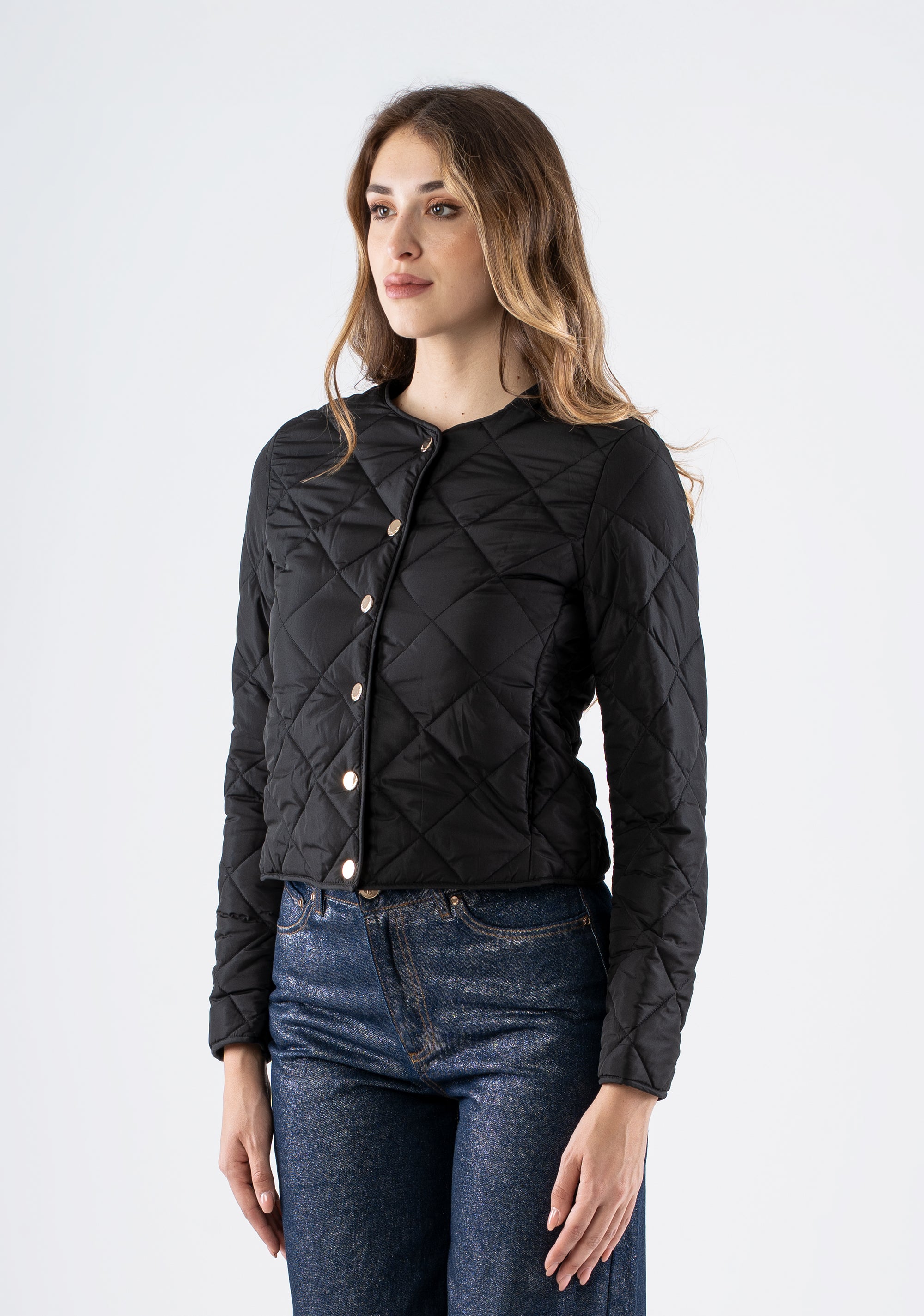 Short Padded Jacket with Gold Buttons color Fracomina FI25SC3001O41201-053_2