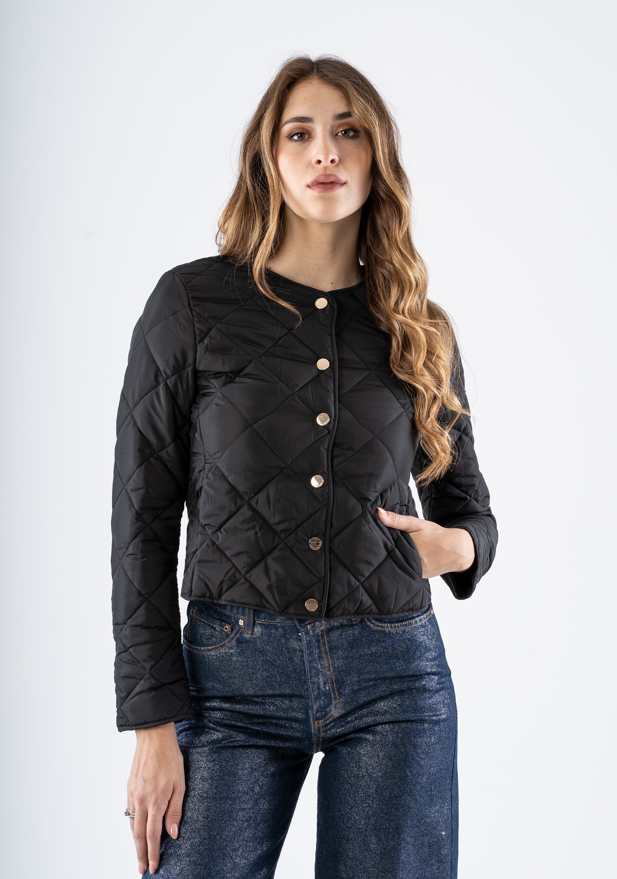Short Padded Jacket with Gold Buttons color Fracomina FI25SC3001O41201-053_5