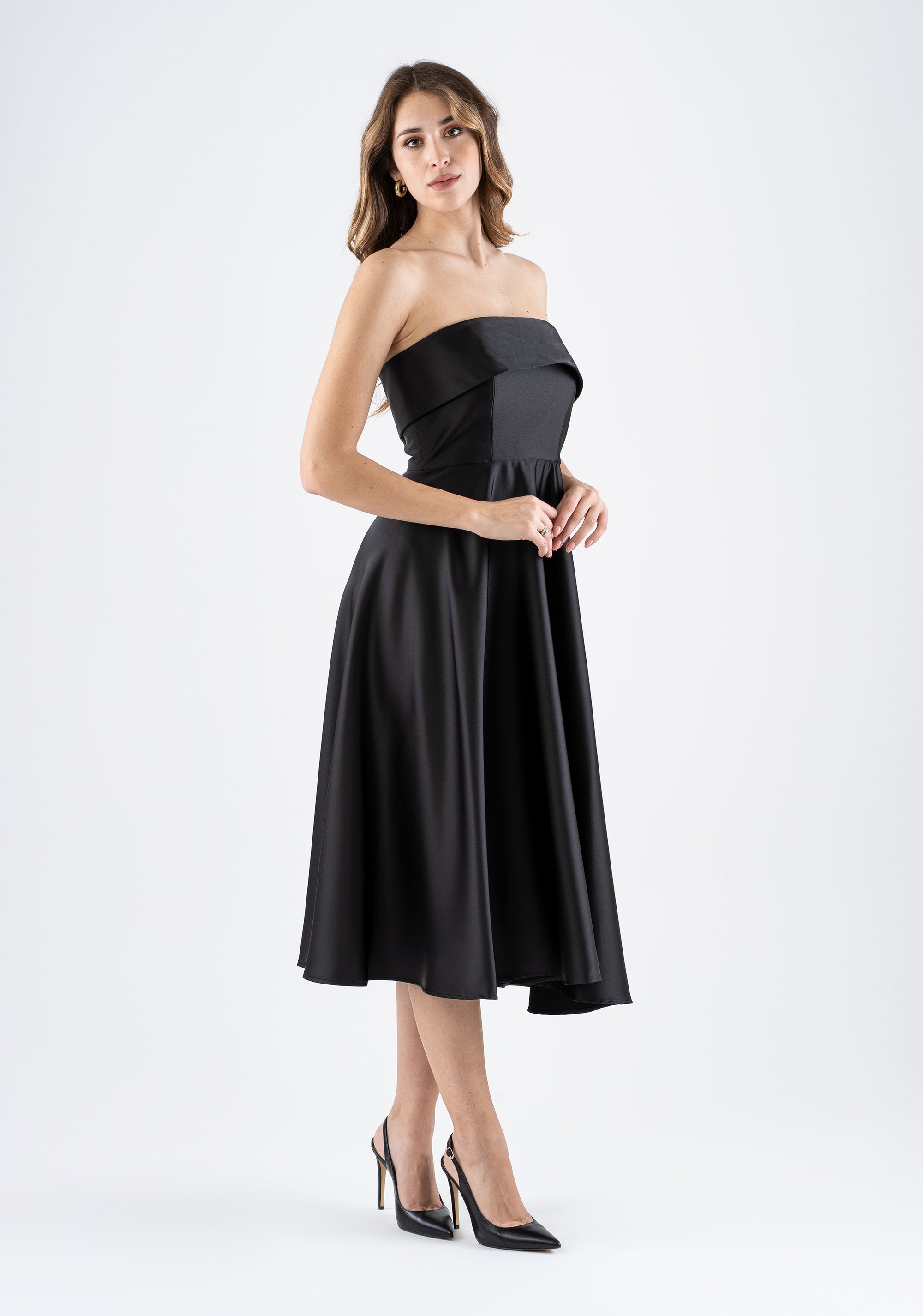 Strapless midi dress in glossy fabric Fracomina FI25SD2002W75501-053_2