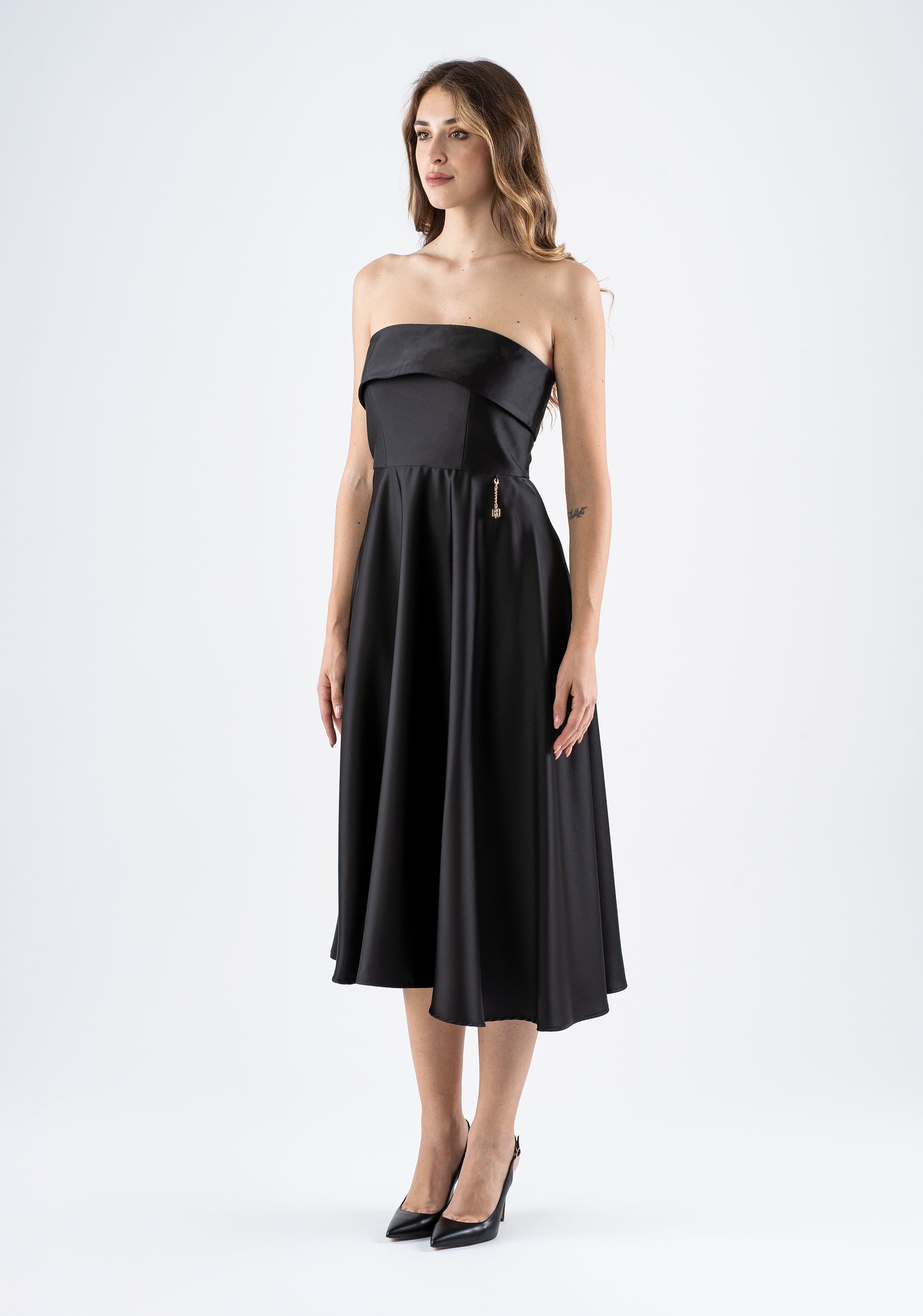 Strapless midi dress in glossy fabric Fracomina FI25SD2002W75501-053_3